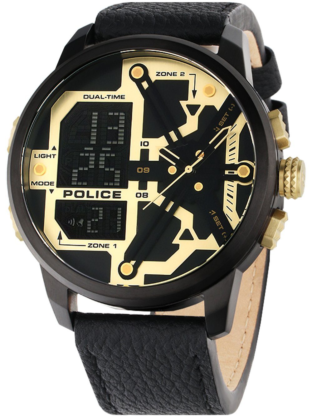 Police Multifunktionsuhr Police PEWJD2003202 Marsden Dual Time Herrenuhr 48