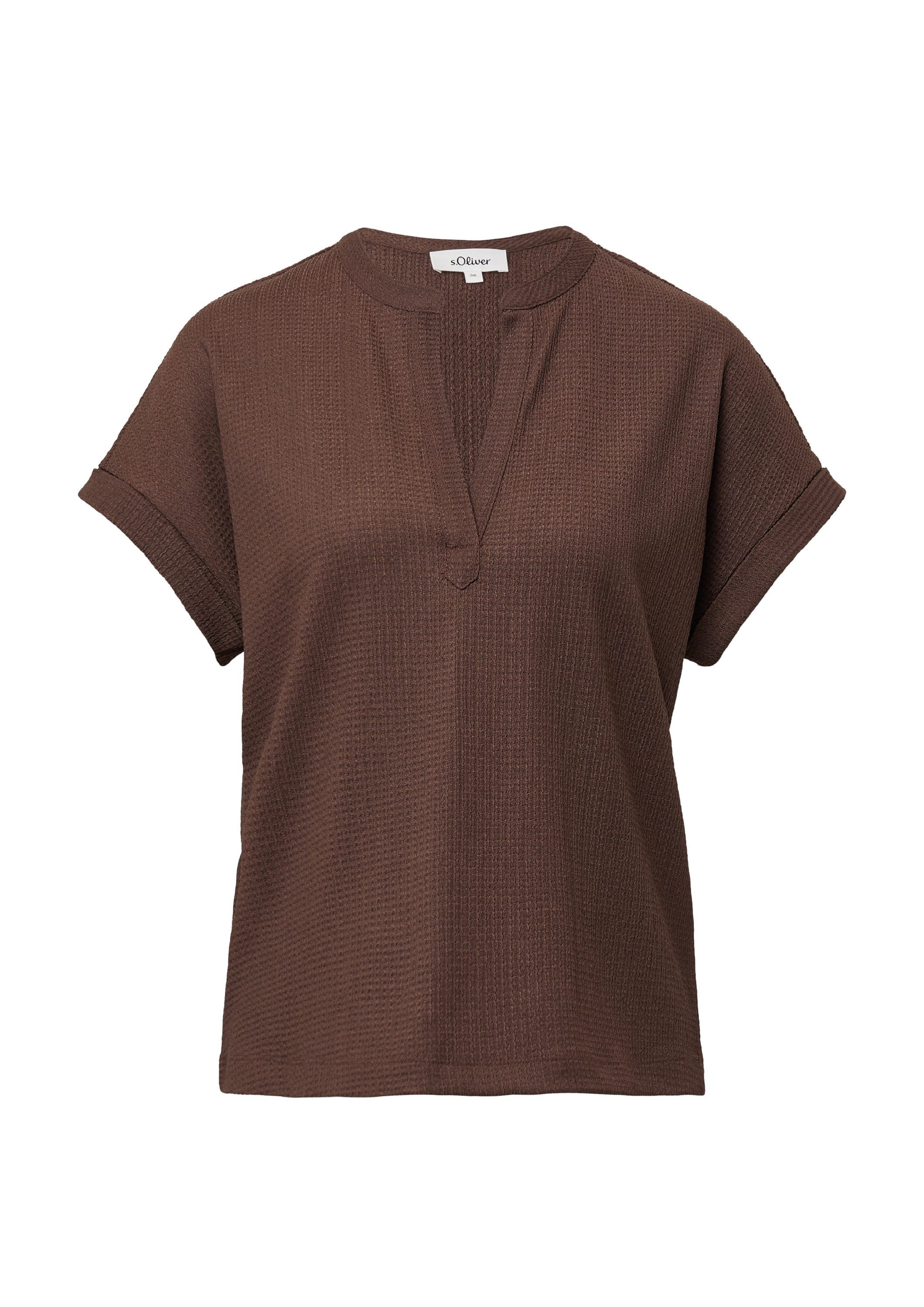 s.Oliver Kurzarmshirt T-Shirt Strukturiertes T-Shirt im Relaxed Fit mit V-A günstig online kaufen