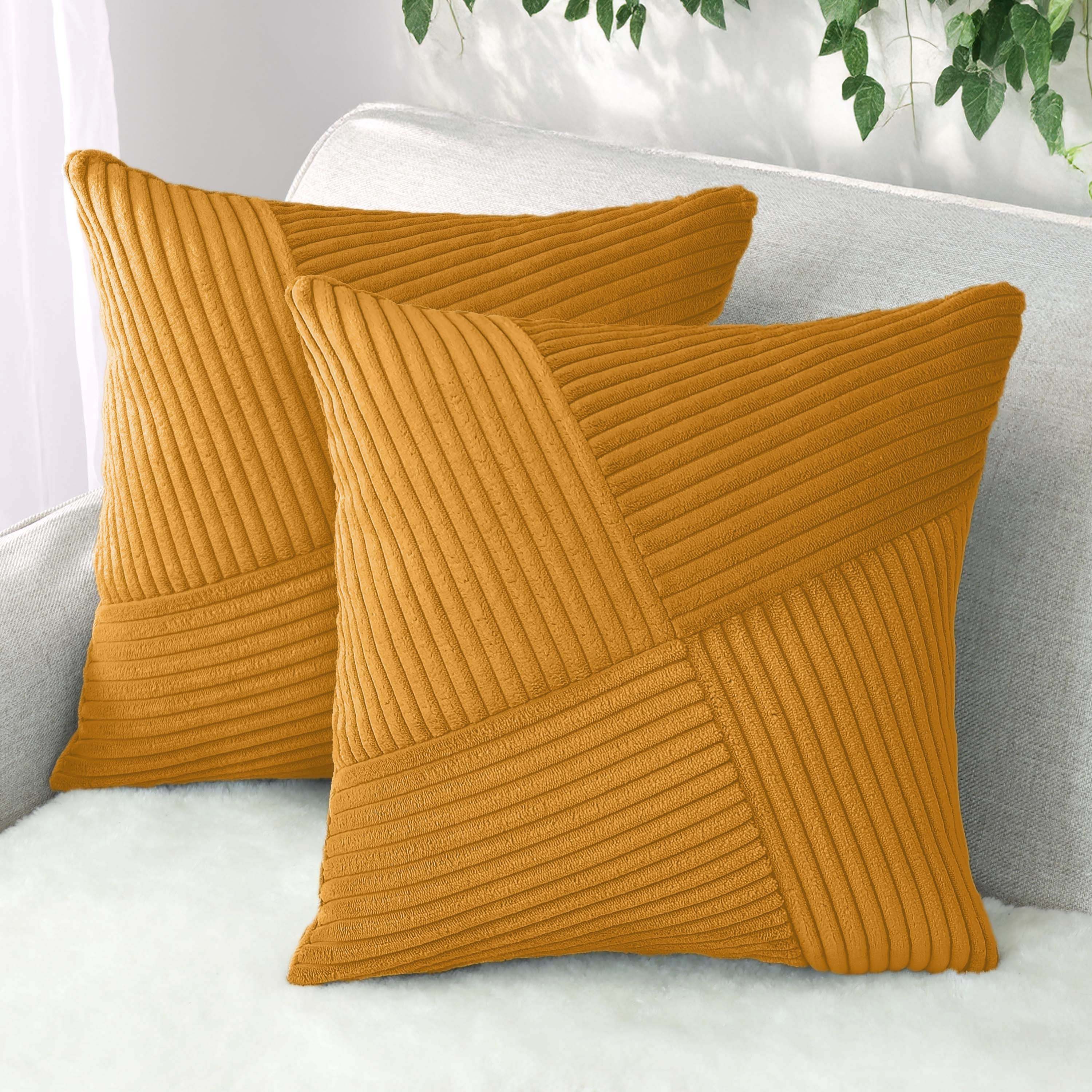Amilian Dekokissen Sofakissen 40x40 2er Set mit Füllung und Bezug - Cord-Optik, Reißverschluss, formstabil, 2 Stück