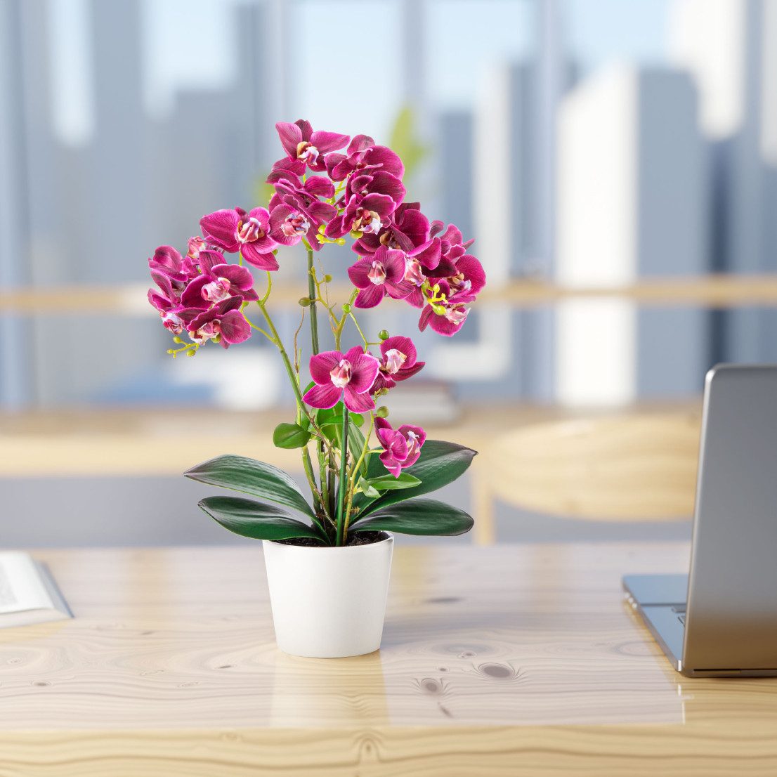 Kunstorchidee PASCH® Orchidee künstlich wie echt (46cm) in Hochglanz-Keramiktopf Orchidee, PASCH, Real Touch – Bild 2 von 5