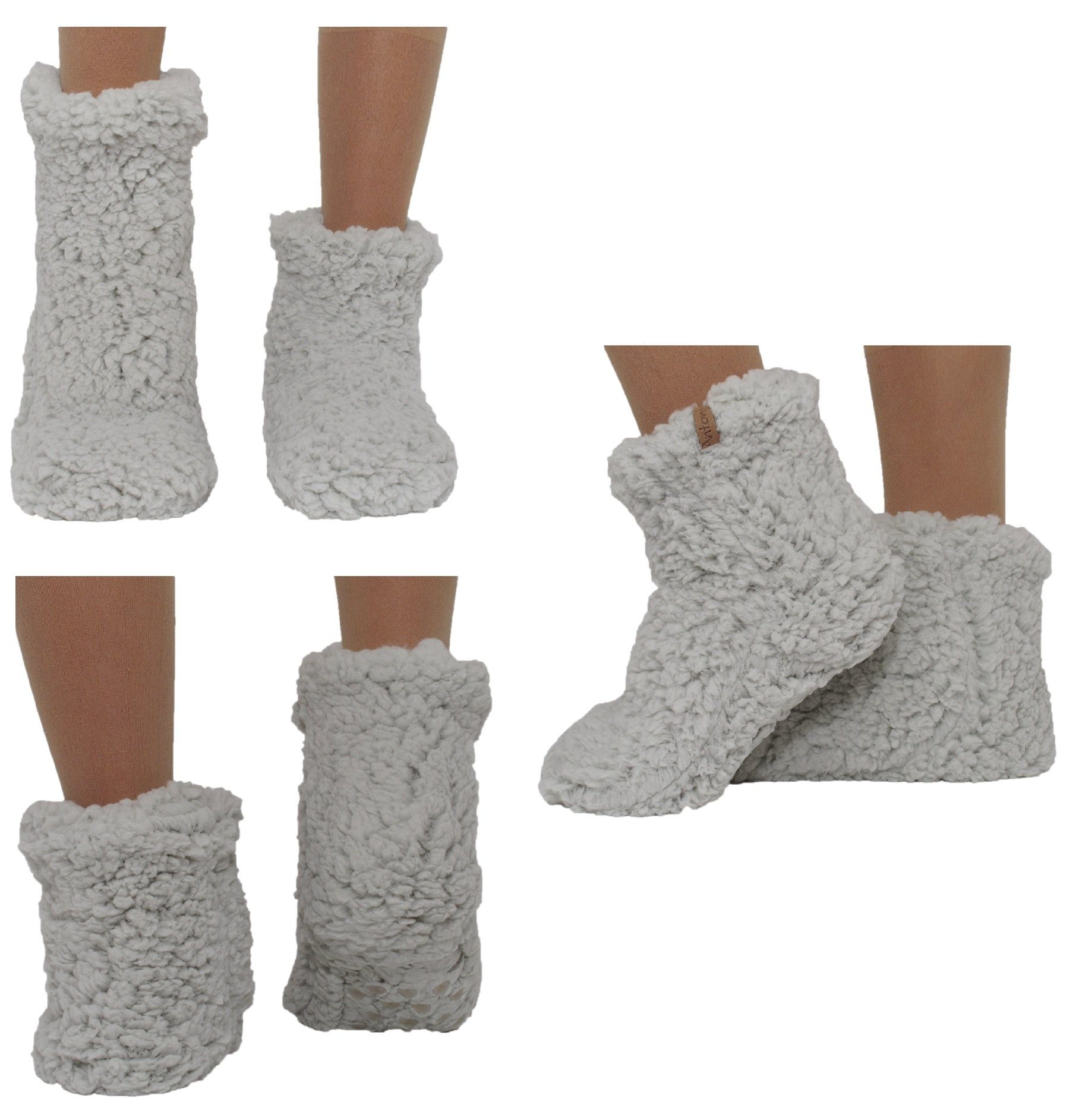 Antonio Kuschelsocken Farbwahl Hüttensocken Mähmäh ABS Teddy 35-42 Hüttenschuhe Hausschuhe