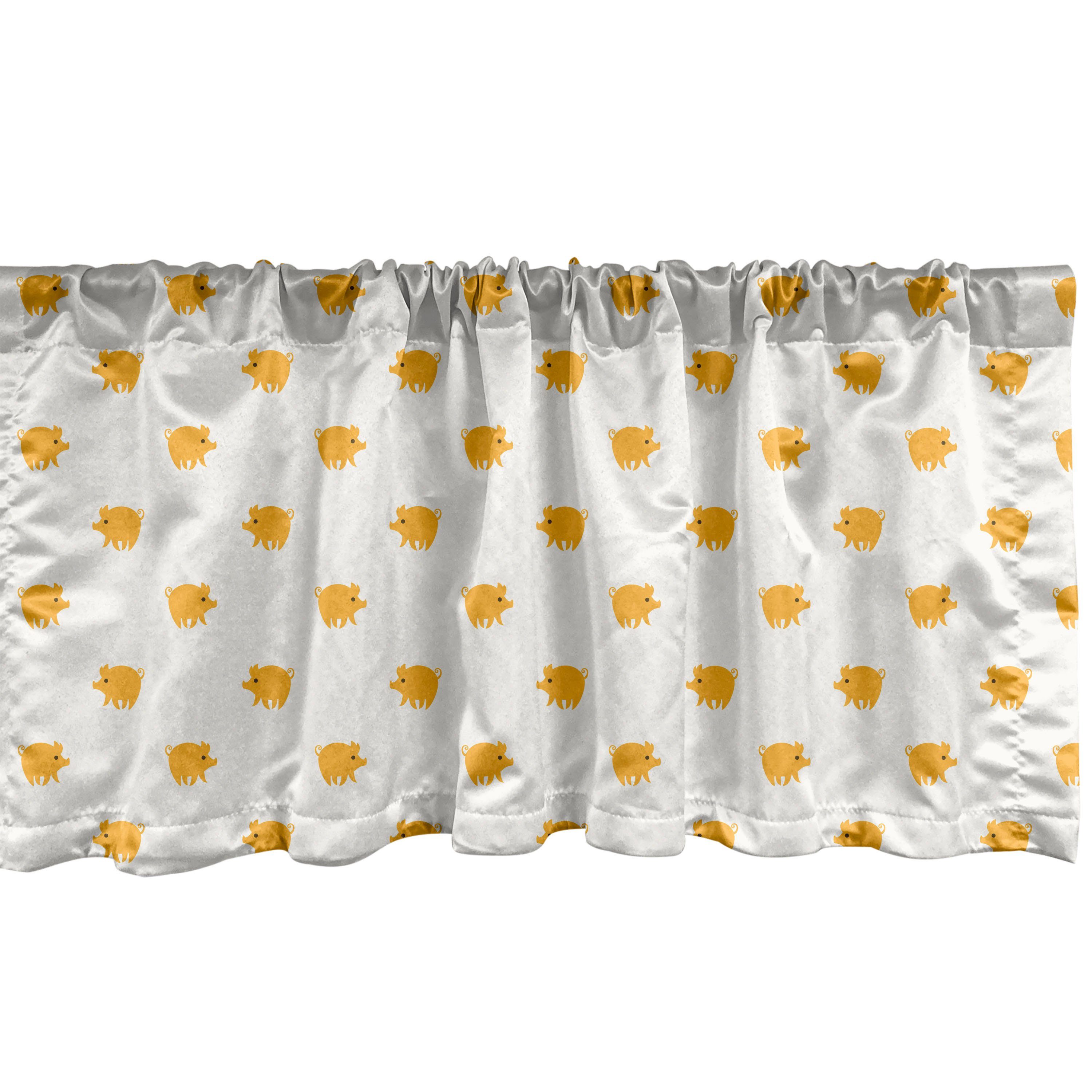 Scheibengardine Vorhang Volant für Küche Schlafzimmer Dekor mit Stangentasche, Abakuhaus, Microfaser, Ferkel Mini Tier