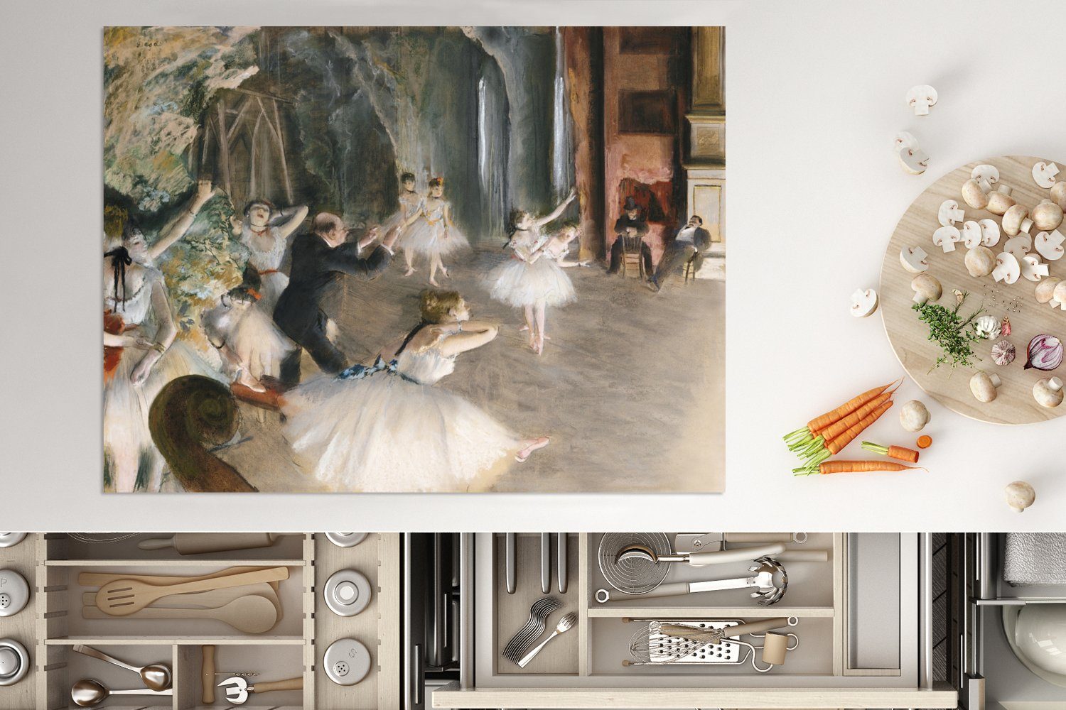Arbeitsfläche Vinyl, Ceranfeldabdeckung auf MuchoWow (1 Balletts - Mobile tlg), des Bühne Herdblende-/Abdeckplatte Gemälde Probe cm, 70x52 von der Degas, Edgar nutzbar,