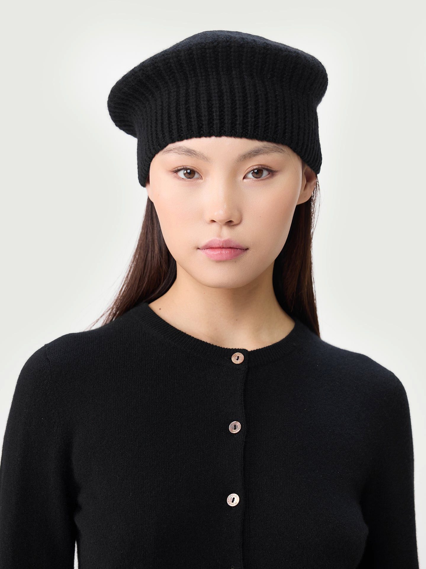 GOBI Cashmere Beanie Strukturierte Strick-Beret