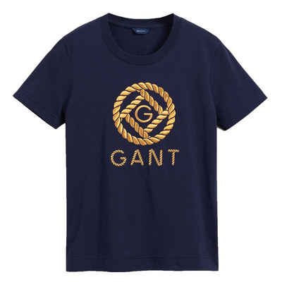 Gant T-Shirt Damen T-Shirt - ROPE ICON T-SHIRT, Rundhals, Logo