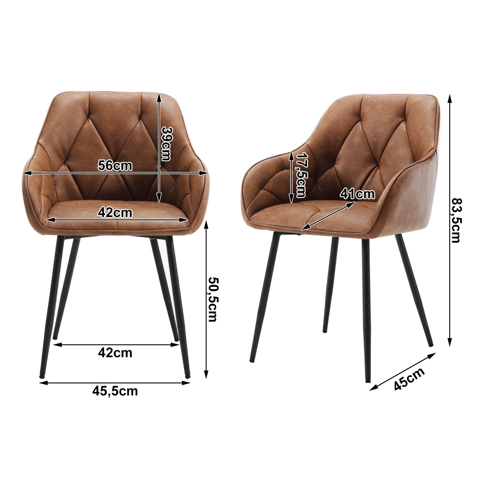 Woltu 4-Fußstuhl (Set, 6 St), Esszimmerstühle ergonomischer aus Kunstleder