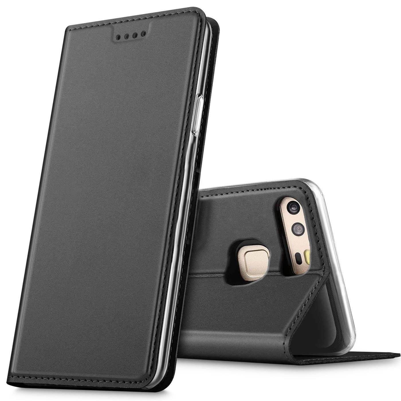 CoolGadget Handyhülle Magnet Case Handy Tasche für Huawei P9 5,2 Zoll, Hülle Klapphülle Ultra Slim Flip Cover für P9 Schutzhülle