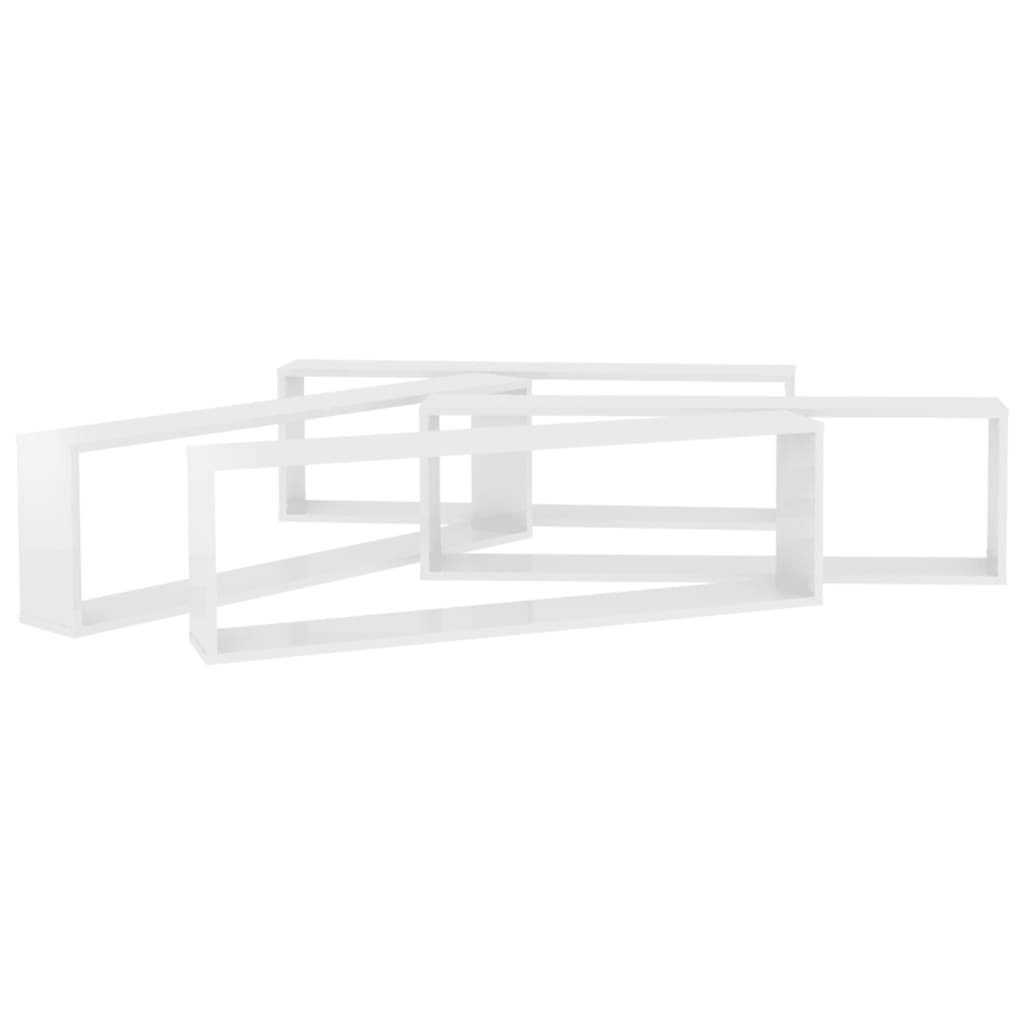 4 cm Stk. Würfelregale Wandregal 100x15x30 Holzwerkstoff Hochglanz-Weiß furnicato