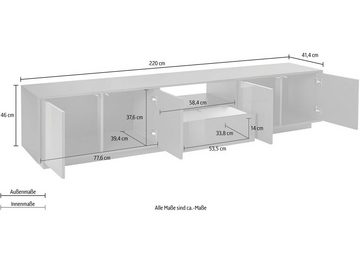 freiraum TV-Board Syrakus, in weiß Hochglanz - 220x46x41,4 (BxHxT)