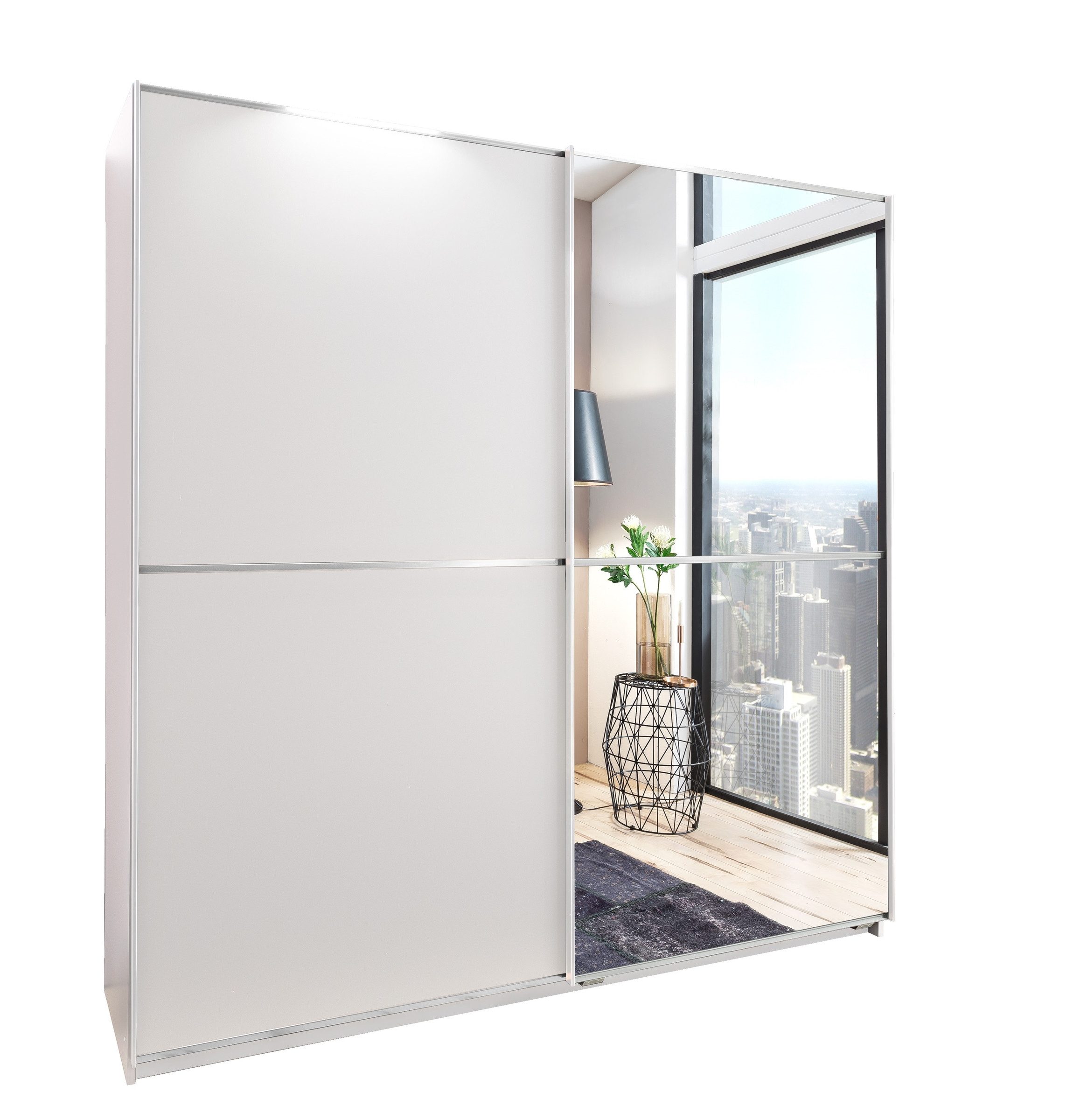 freiraum Kleiderschrank Baden (B/H/T: 180x198x64 cm) in Weiß mit 2 Türen und 2 Einlegeböden