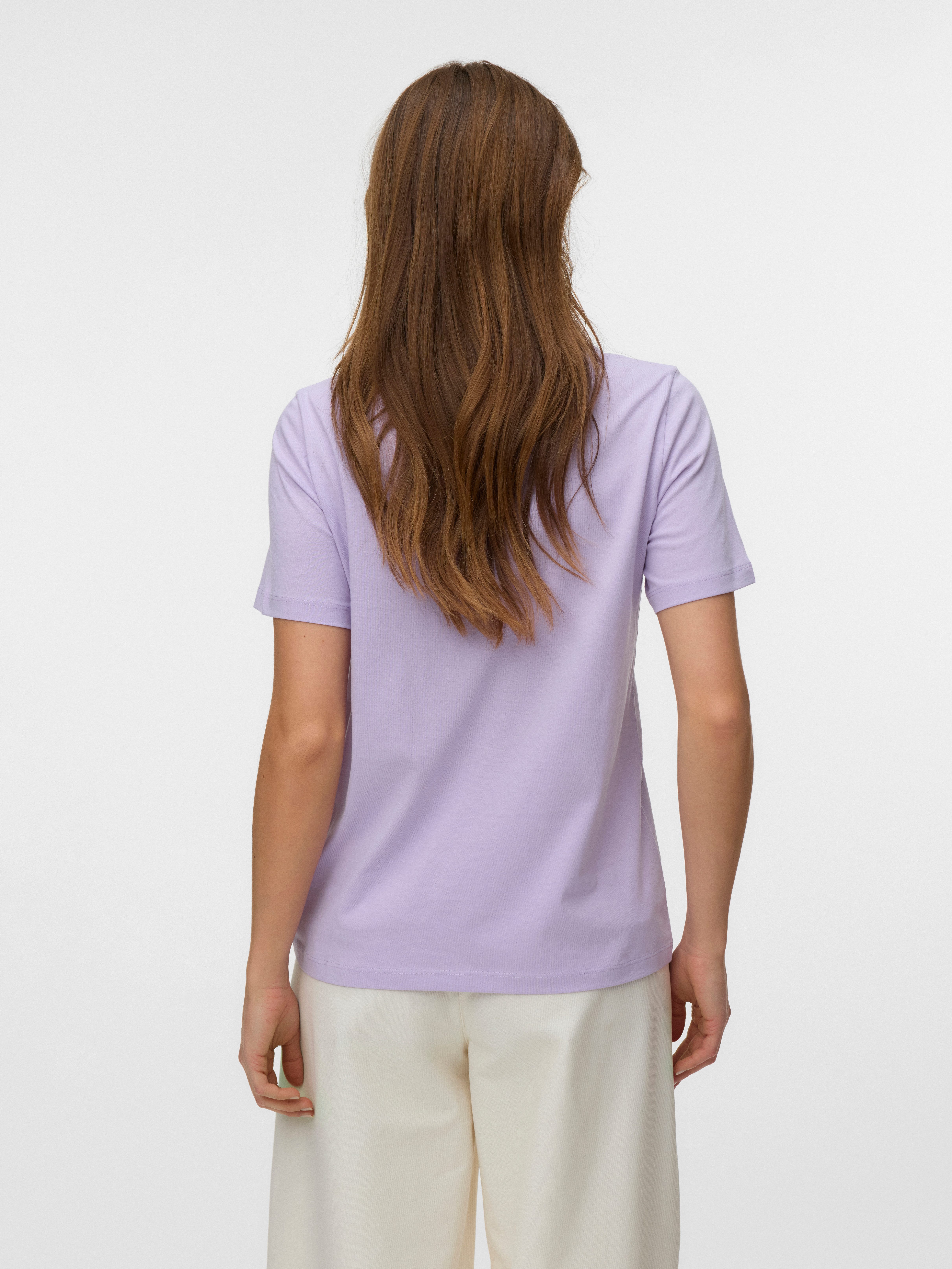 Vero Moda Kurzarmshirt VMPAULINA SS T-SHIRT GA JRS NOOS Baumwolle, regular fit