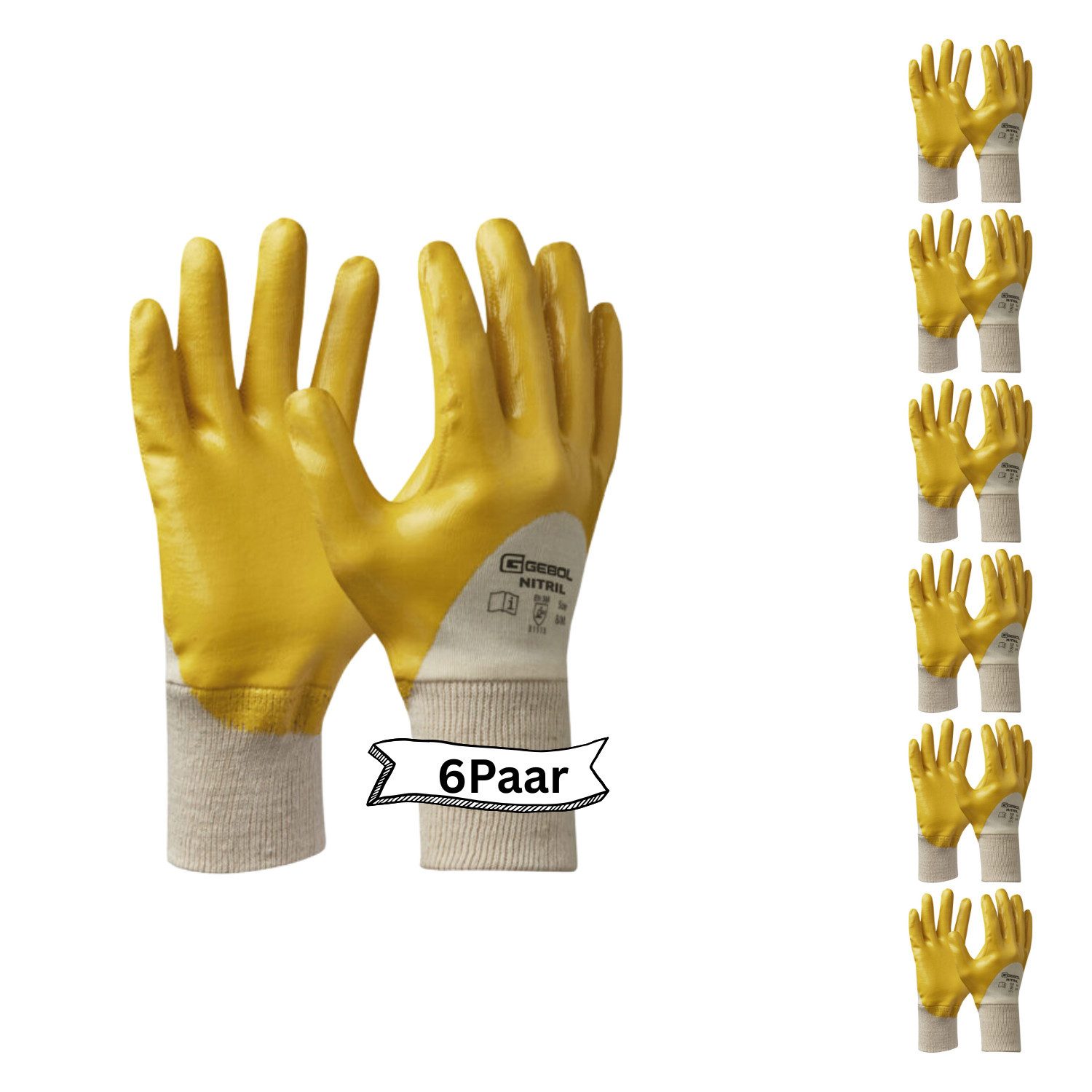 Gebol Arbeitshandschuhe Nitril 6 Paar