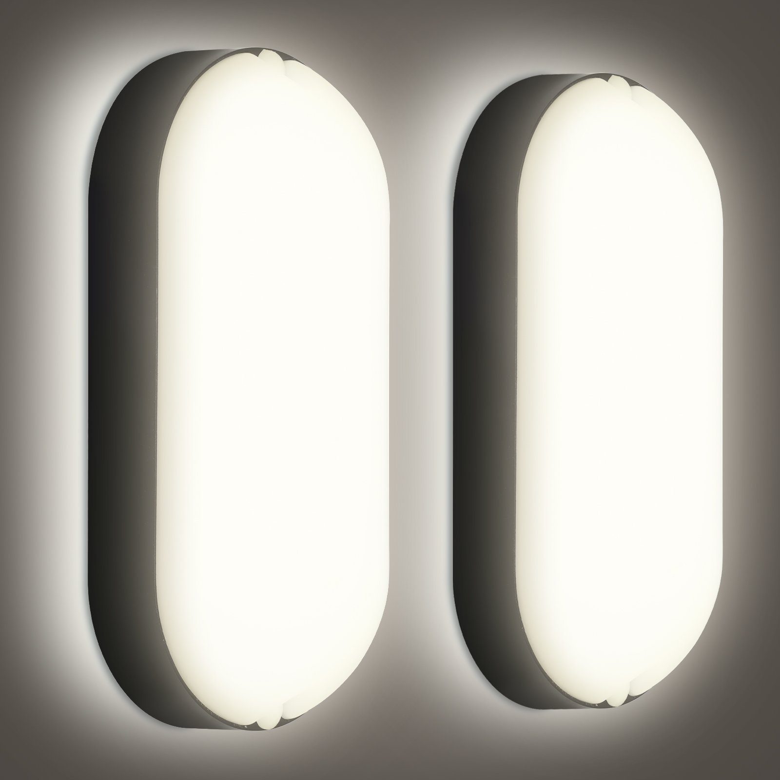 Clanmacy LED Wandleuchte 2-10X LED Feuchtraumleuchte Wasserdicht Deckenleuchten IP54 4000K, Tageslichtweiß