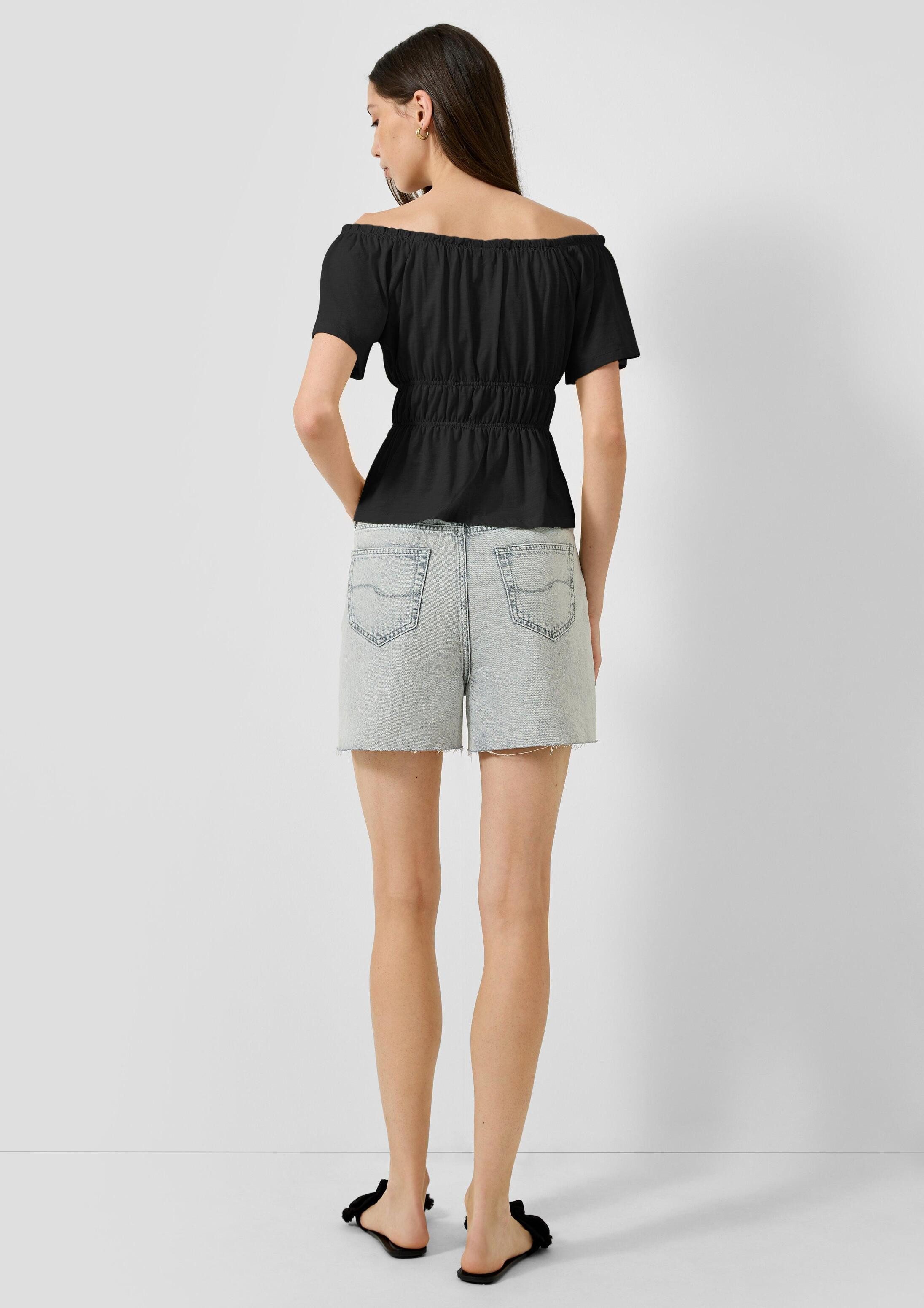 QS Kurzarmshirt T-Shirt T-Shirt mit Off-Shoulder-Ausschnitt