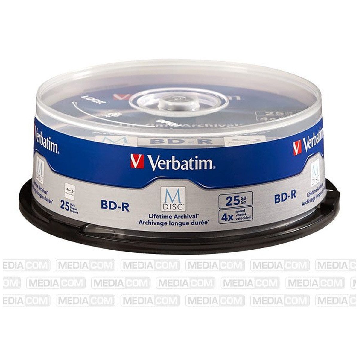 Verbatim Blu-ray-Rohling Verbatim M-DISC BD-R 25GB 1-4x Cakebox 25er White Blue