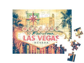 puzzleYOU Puzzle Vintage-Schild: Welcome to fabulous Las Vegas, 48 Puzzleteile, puzzleYOU-Kollektionen Las Vegas