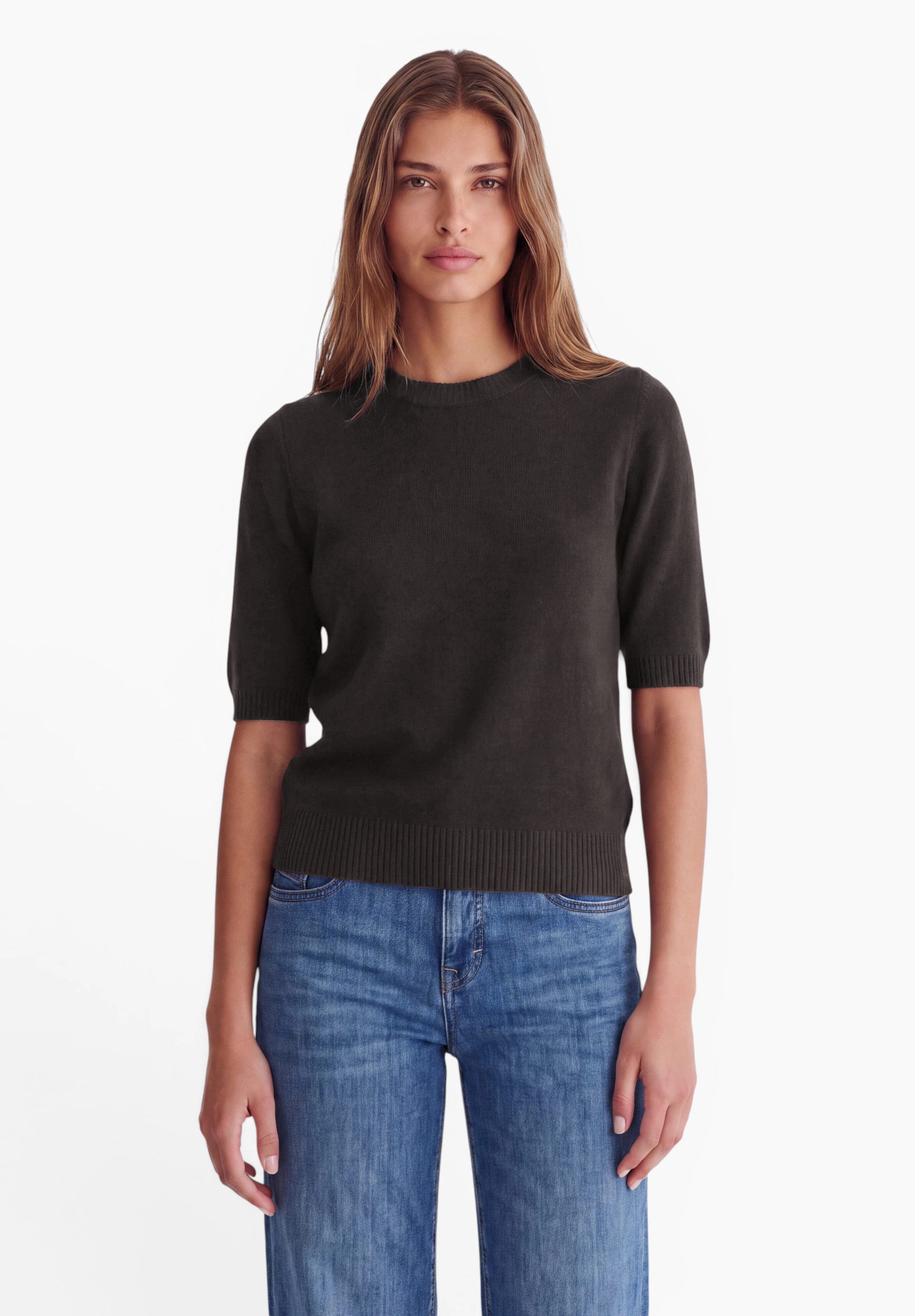 STREET ONE STUDIO Kurzarmpullover mit gerafften Ärmeln