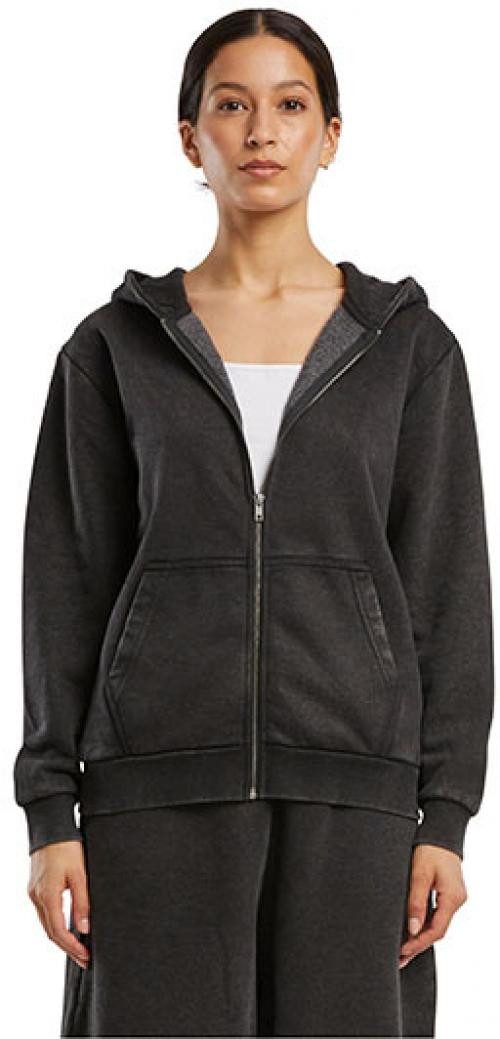 Build Your Brand Kapuzensweatjacke Ladies Vintage Heavy Zip Hoody Damen Kapuzenjacke