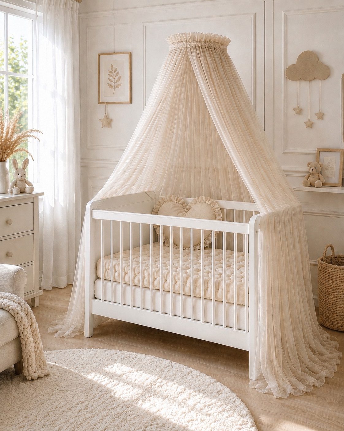 Baby Fancyroom Betthimmel Betthimmel aus 12 Meter Tüll aus 1. Klasse für Kinderbett Gitterbett, Himmel für Babybett Kinderbett