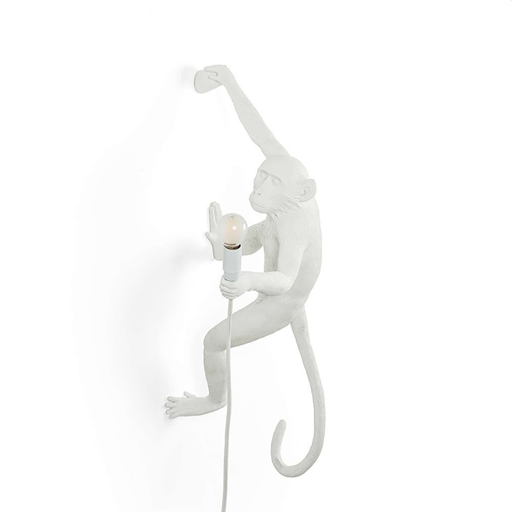 Seletti Wandleuchte Monkey hängend rechte Hand Weiß Weiß