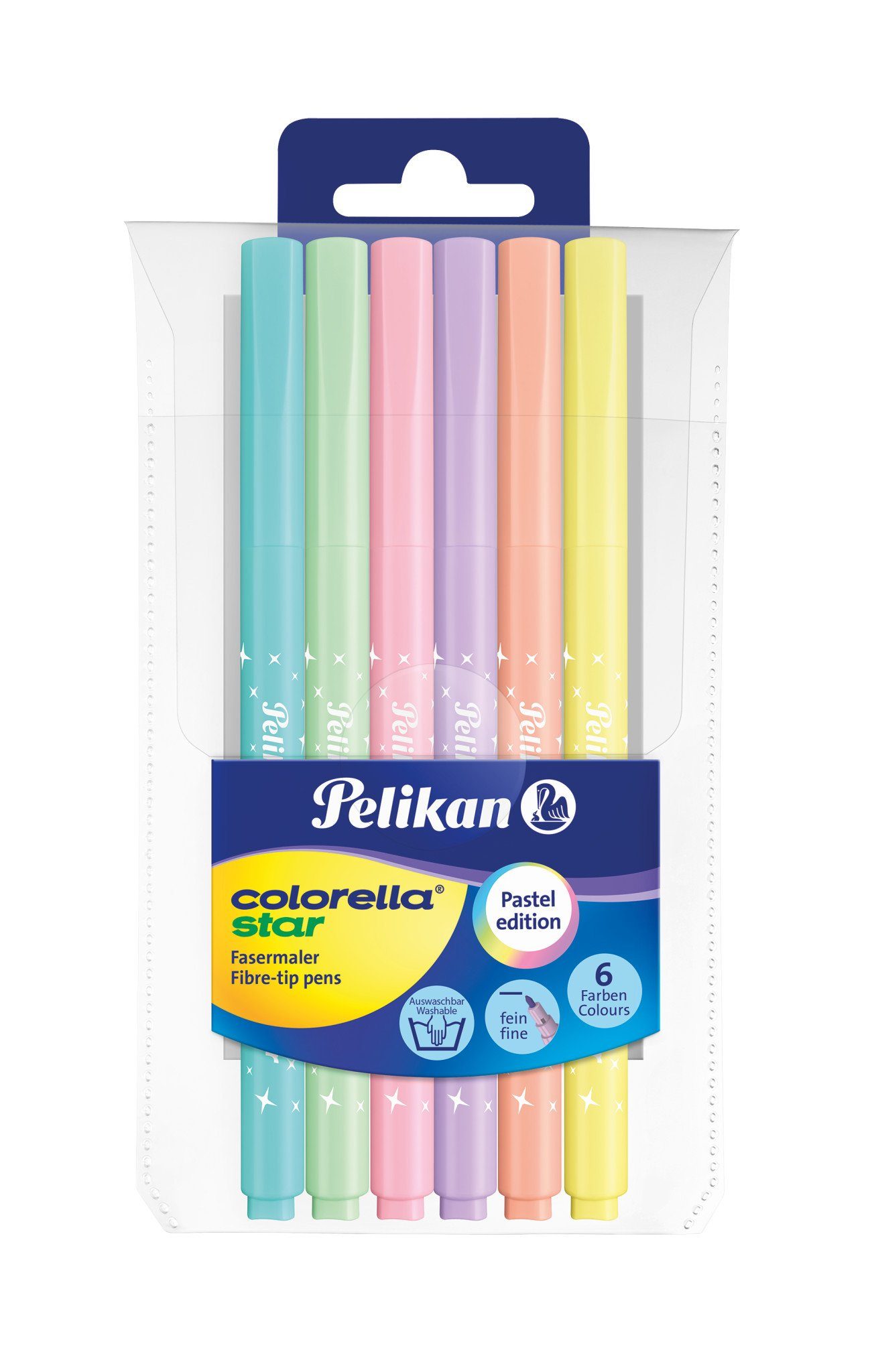 Faserstift 6 Pelikan Fasermaler Colorella Star C 302 PASTELL / mit 6 verschiedene