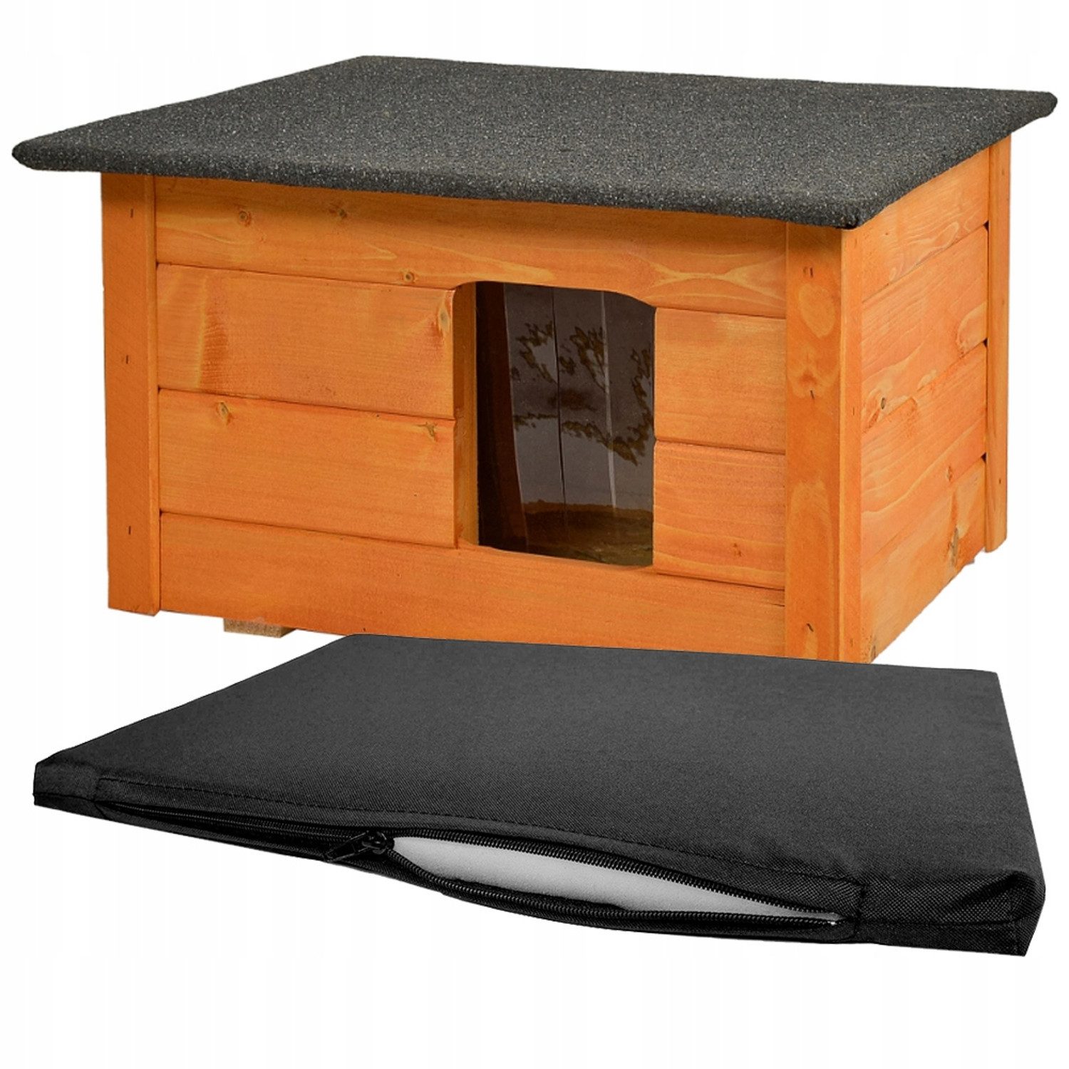 WOODOK Hundehütte Isolierte Hundehütte für kleine Hunde mit Hundebett, Zwinger für Hunde, Katzen