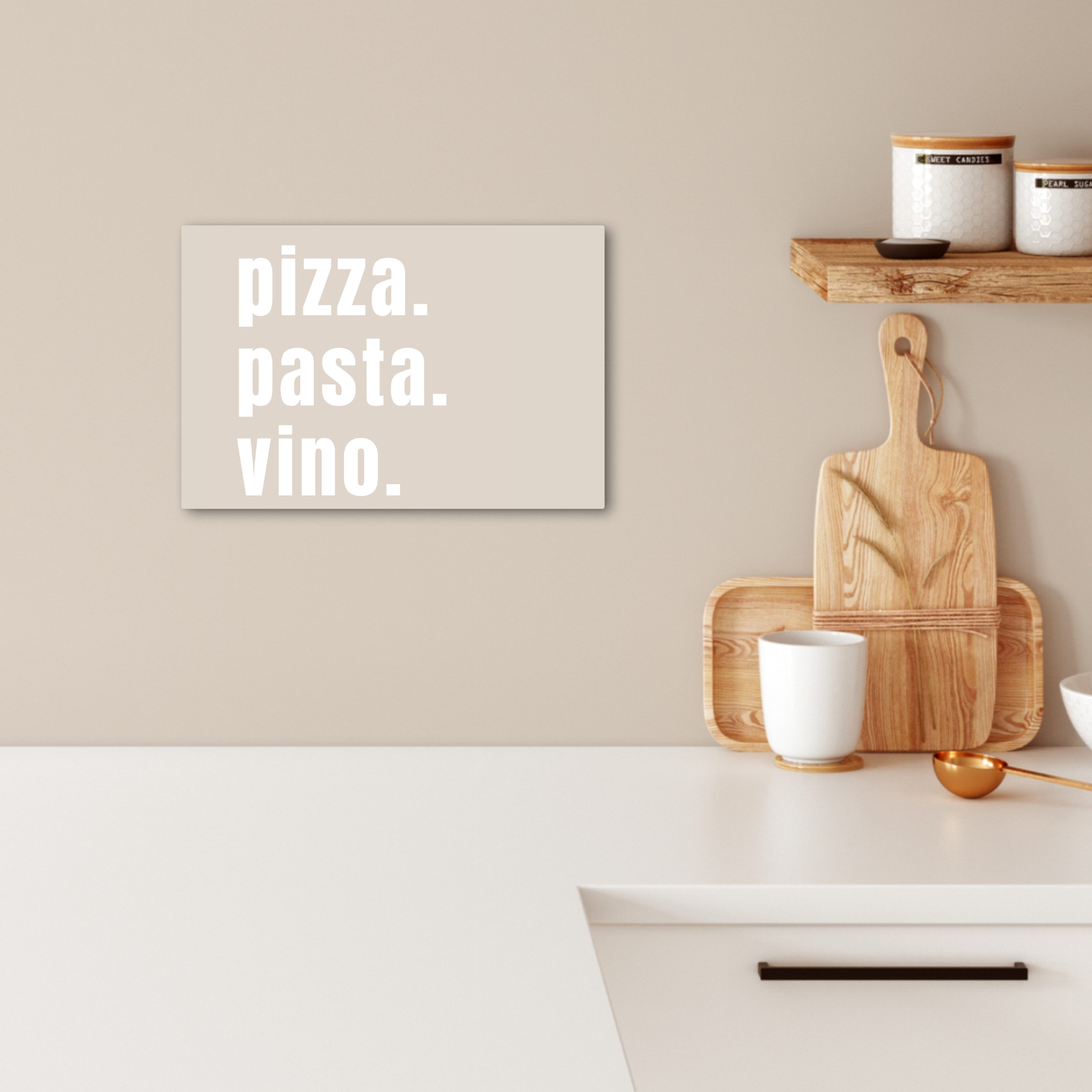 OneMillionCanvasses® Leinwandbild Zitat - Pizza, Pasta, günstig online kaufen
