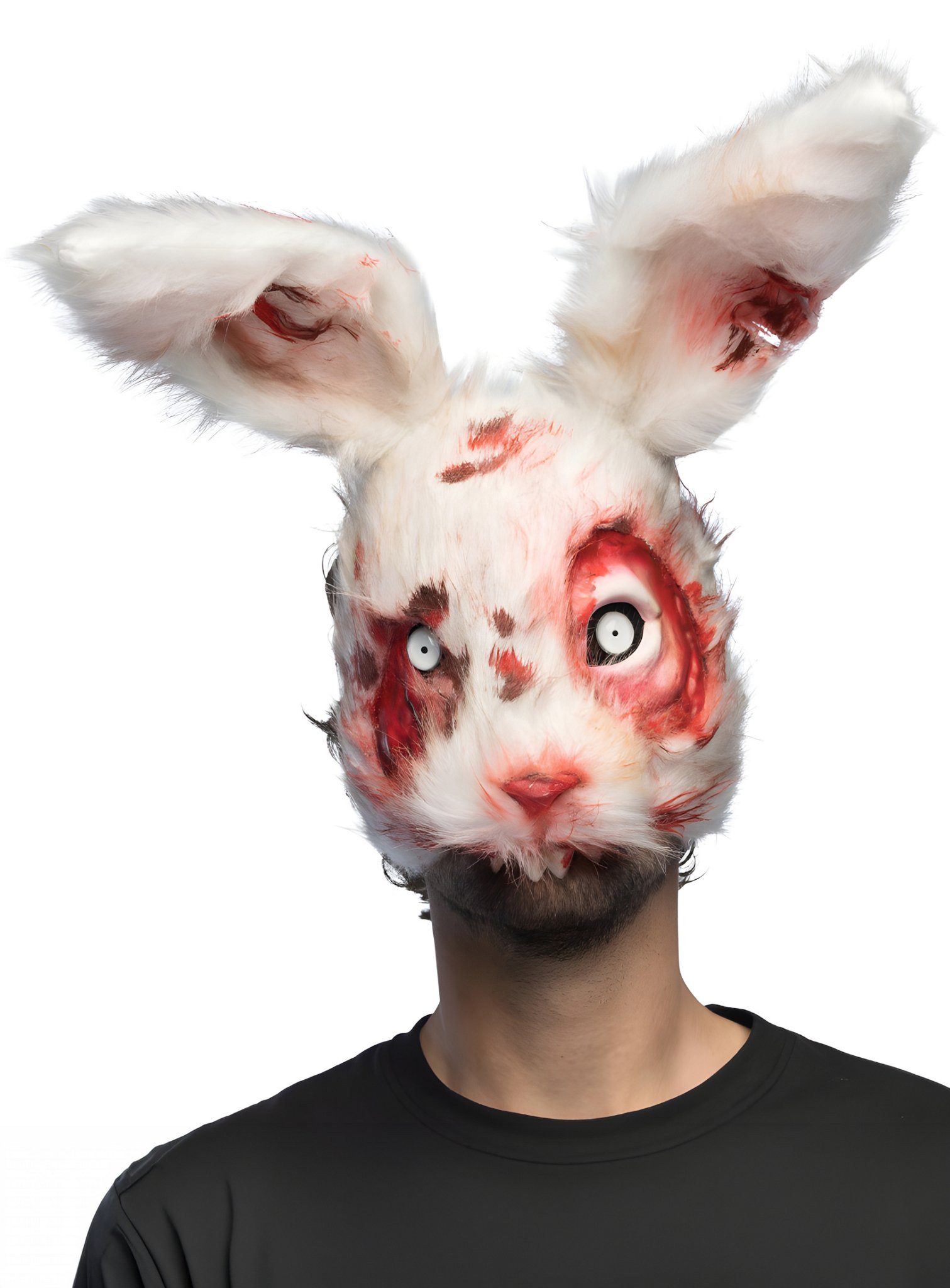Boland Verkleidungsmaske Blutiger Hase Halbmaske aus Plüsch, Killer-Karnickel im Blutrausch
