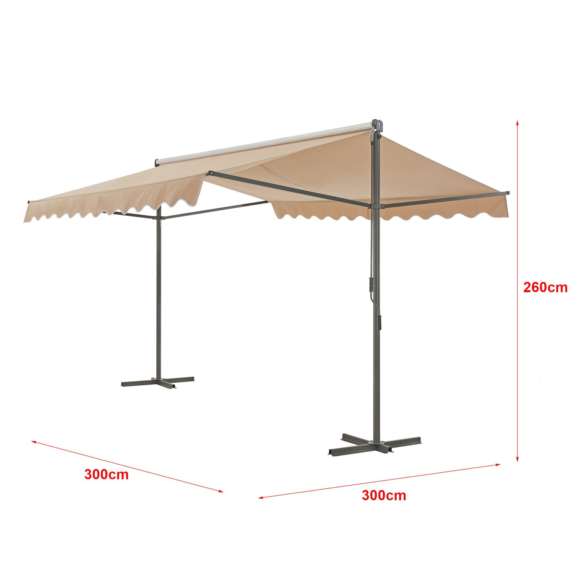 pro.tec Standmarkise Selenizza freistehende Markise 300x300x260cm Sandfarben
