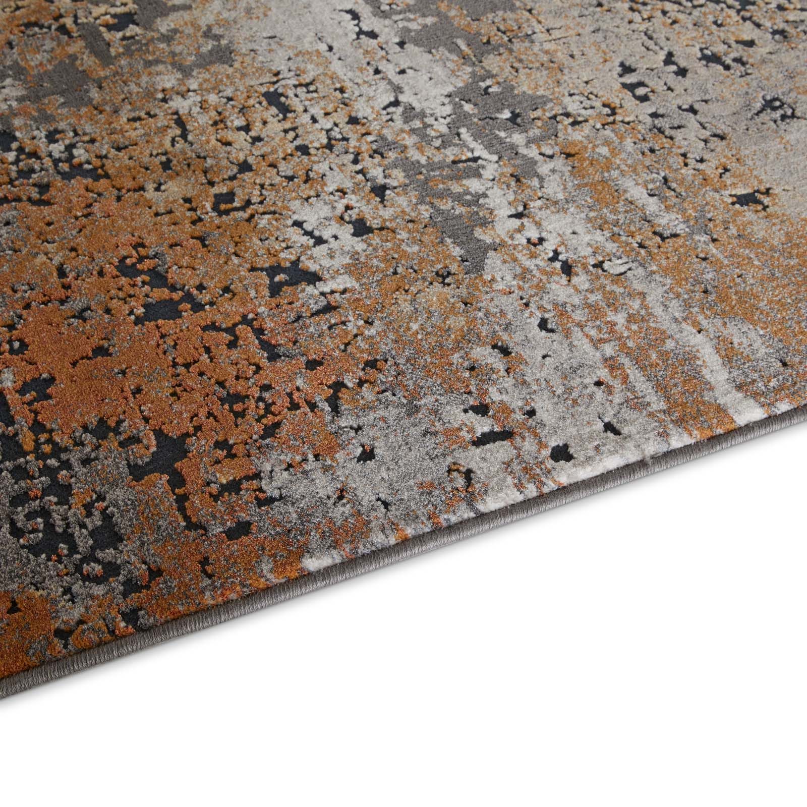 TaraCarpet Teppich Tara Carpet Futuro Vintage, rechteckig, Höhe: 14 mm, Vintage Teppich in anthrazit und orange elegant hoch tief 3D 80X50 – Bild 4 von 5