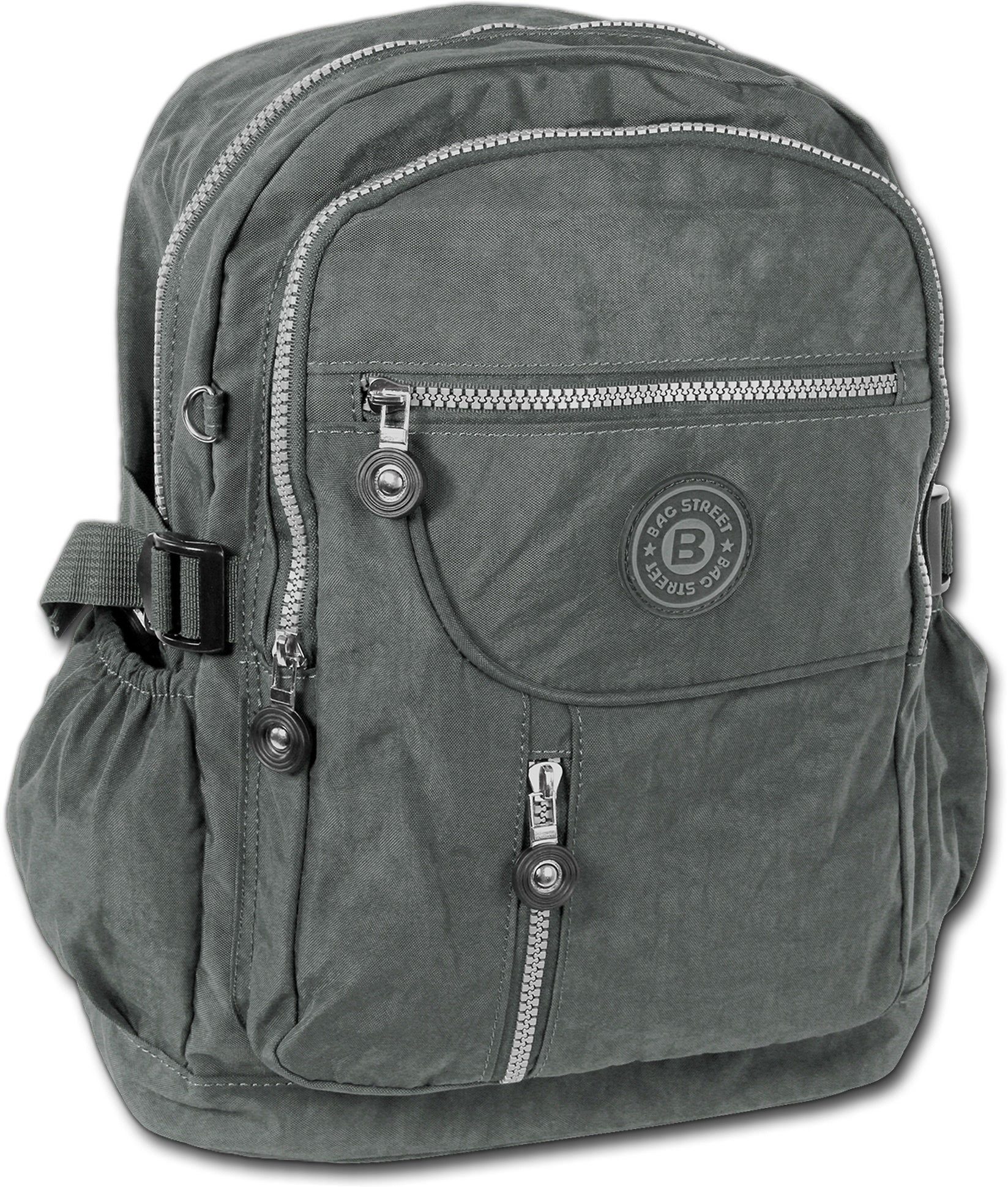 BAG STREET Cityrucksack Bag Street Nylon Rucksack unisex (Freizeitrucksack, Freizeitrucksack), Damen, Jugend Cityrucksack, Freizeitrucksack aus Crinkle Nylon grau, G