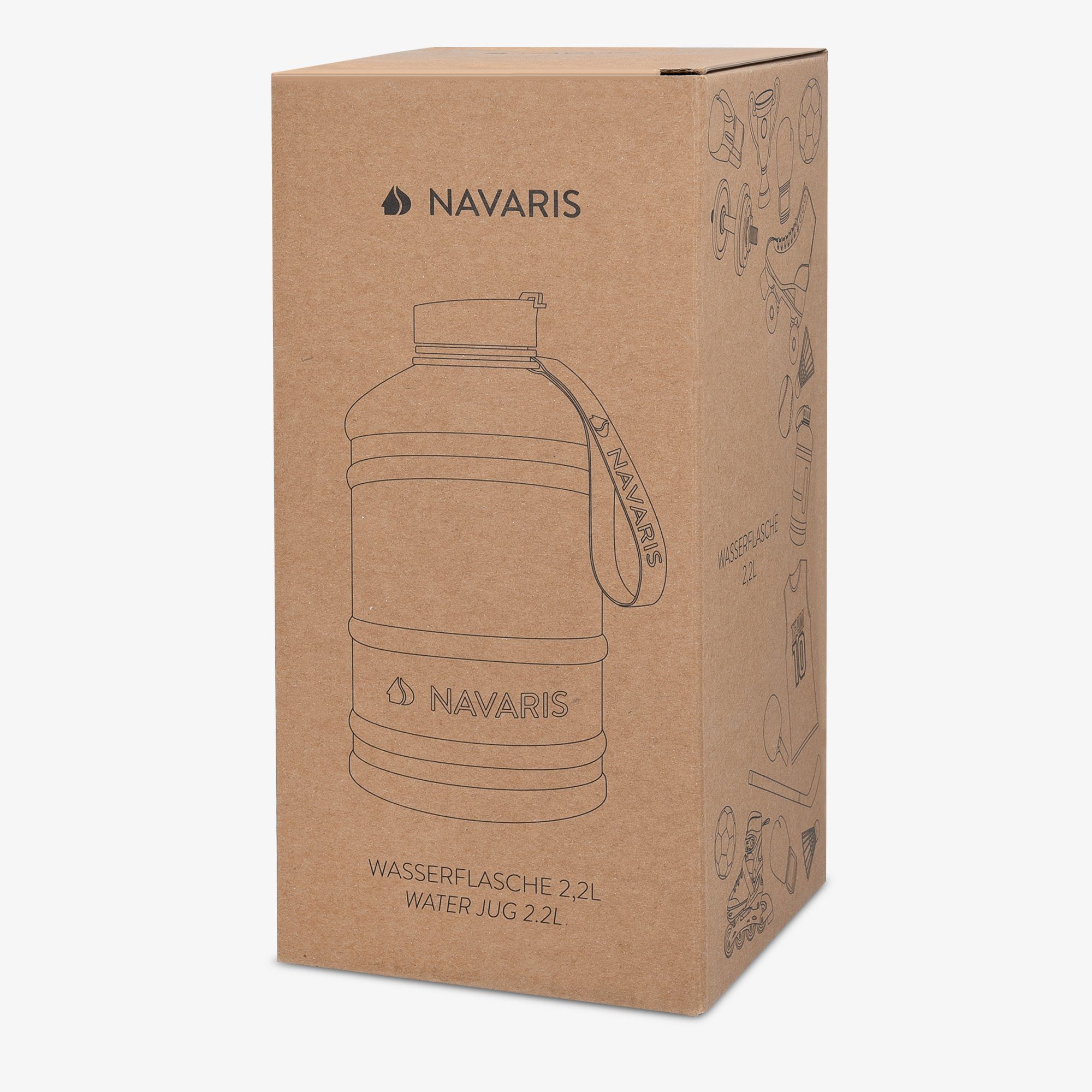 Navaris Trinkflasche Bottle Sport Water Wasserflasche Himbeer 2,2l Pink Gym Jug XXL - Flasche