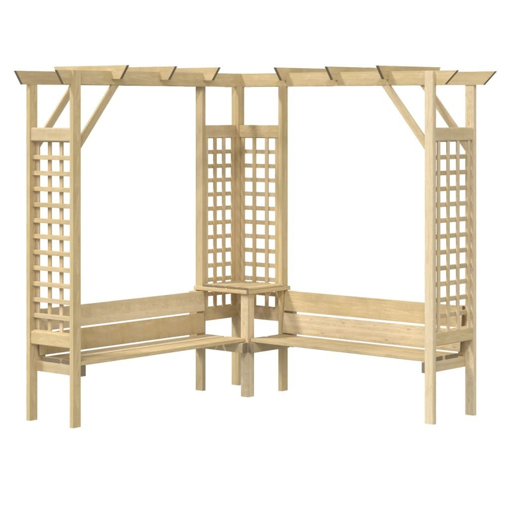 vidaXL Pergola, Eck-Pergola mit Bank Kiefernholz Imprägniert