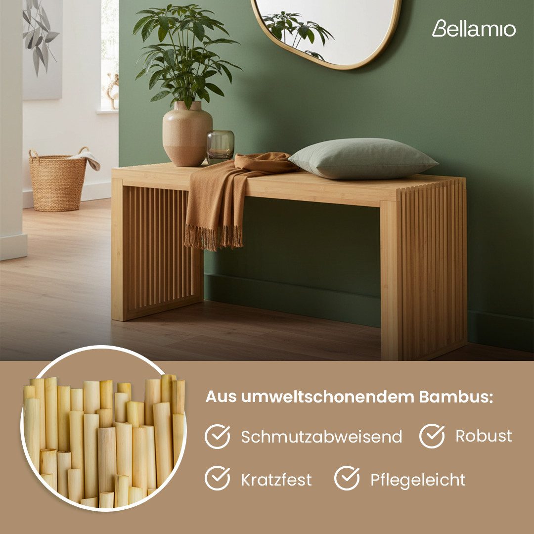 Bellamio Bank Sava aus Bambus (natur, bis 250 kg), für Schlafzimmer/Esszimmer/Flur, Sitzbank ohne Lehne 45x33x100 cm