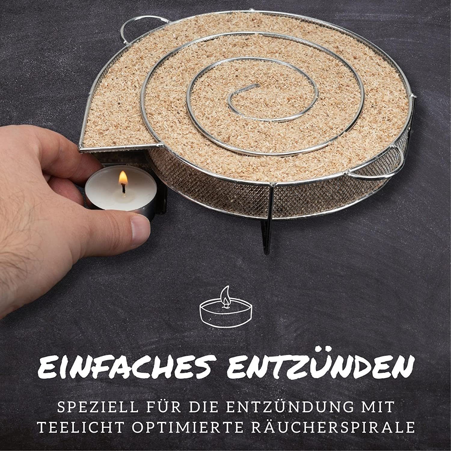 riijk Räucherbox Räucherschnecke Kaltrauchgenerator Edelstahl Cold Smoke (Rauchgenerator Set) Smoker, Haken, Bürste Kaltraucherzeuger für professionelles Kalträuchern zu Hause.