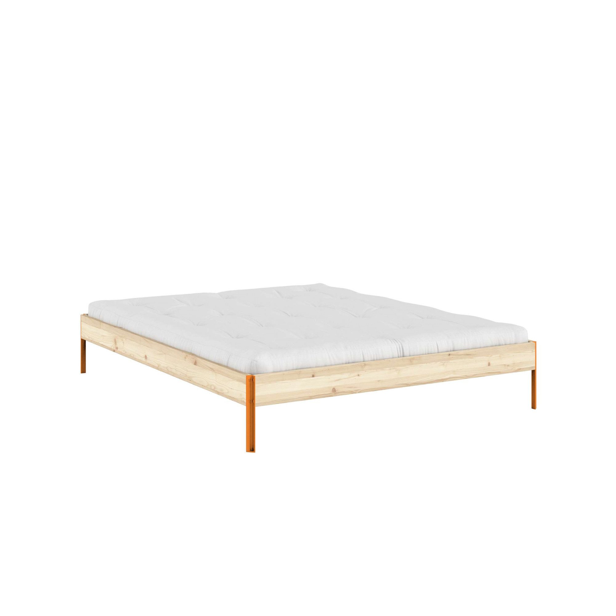 Karup Design Bettgestell CORE BED Bodenbett, Holzrahmen, Futonbett, Jugendbett, Holzbett, Massivholzbett mit Lattenrost, Kiefer massiv, Doppelbett ohne Kopfteil