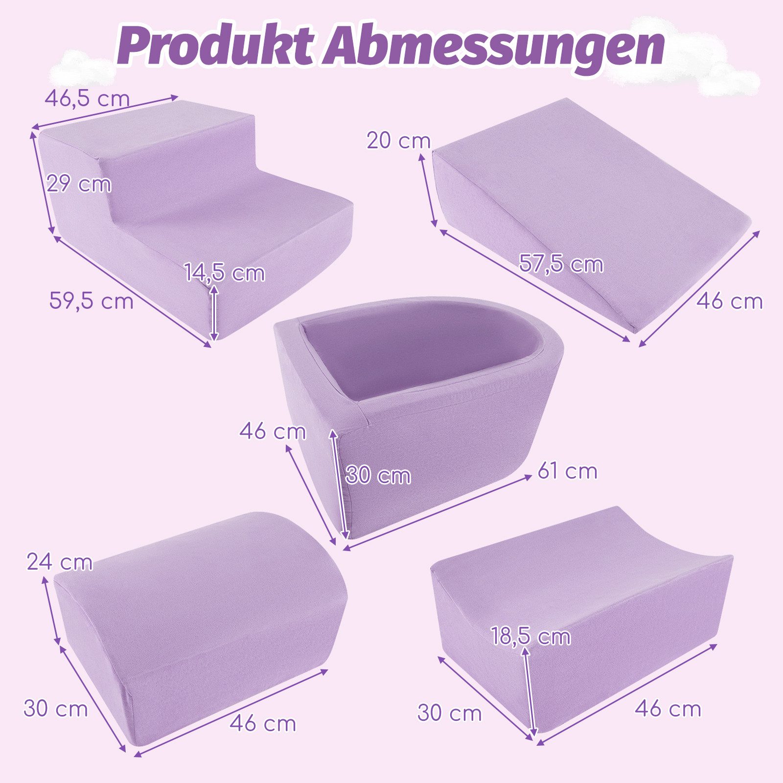 COSTWAY Spielbausteine, 5 TLG. Schaumstoffbausteine für Kinder, Baby