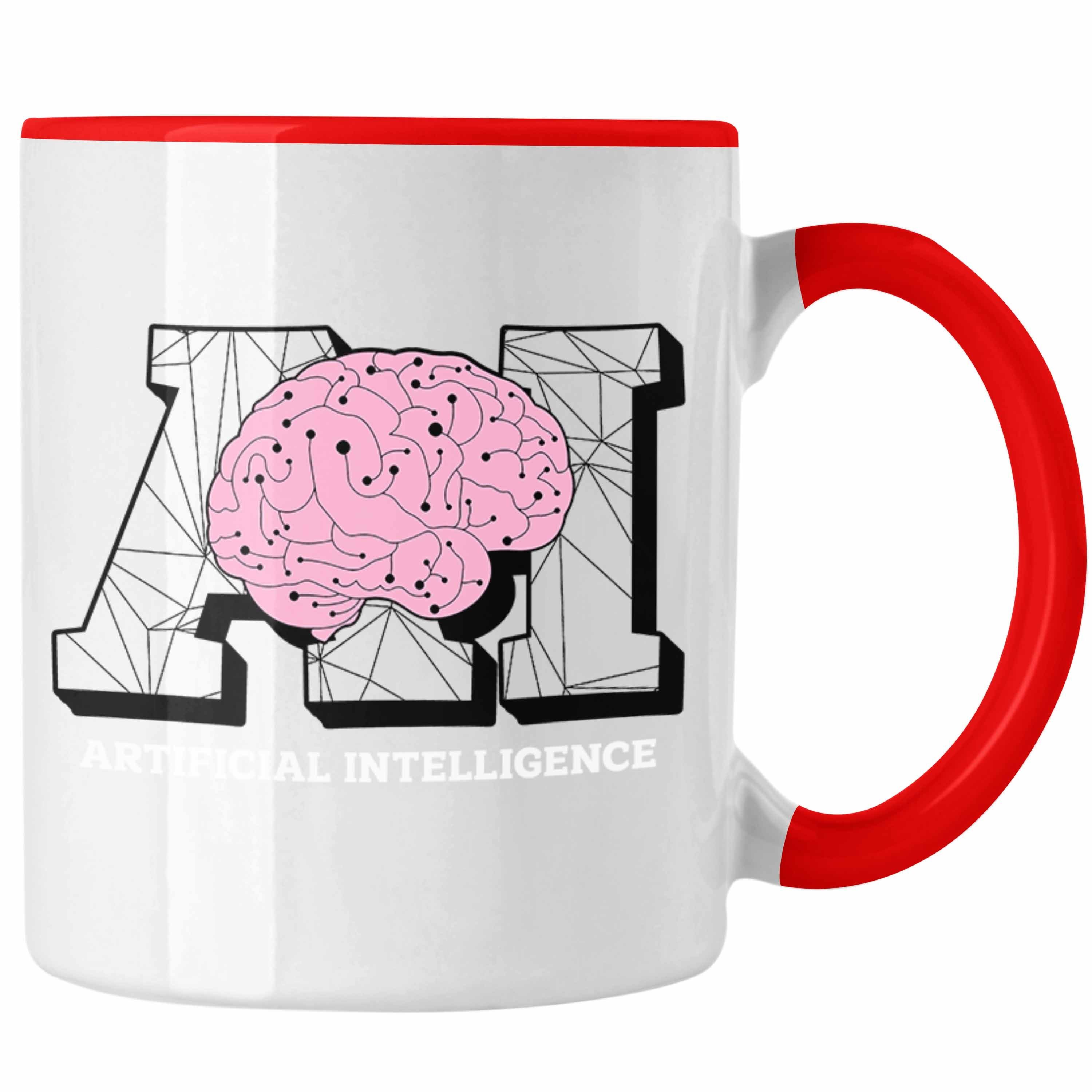 für Tasse Lustige Tasse Intelligenz Trendation Tech-Fans Rot AI Künstliche