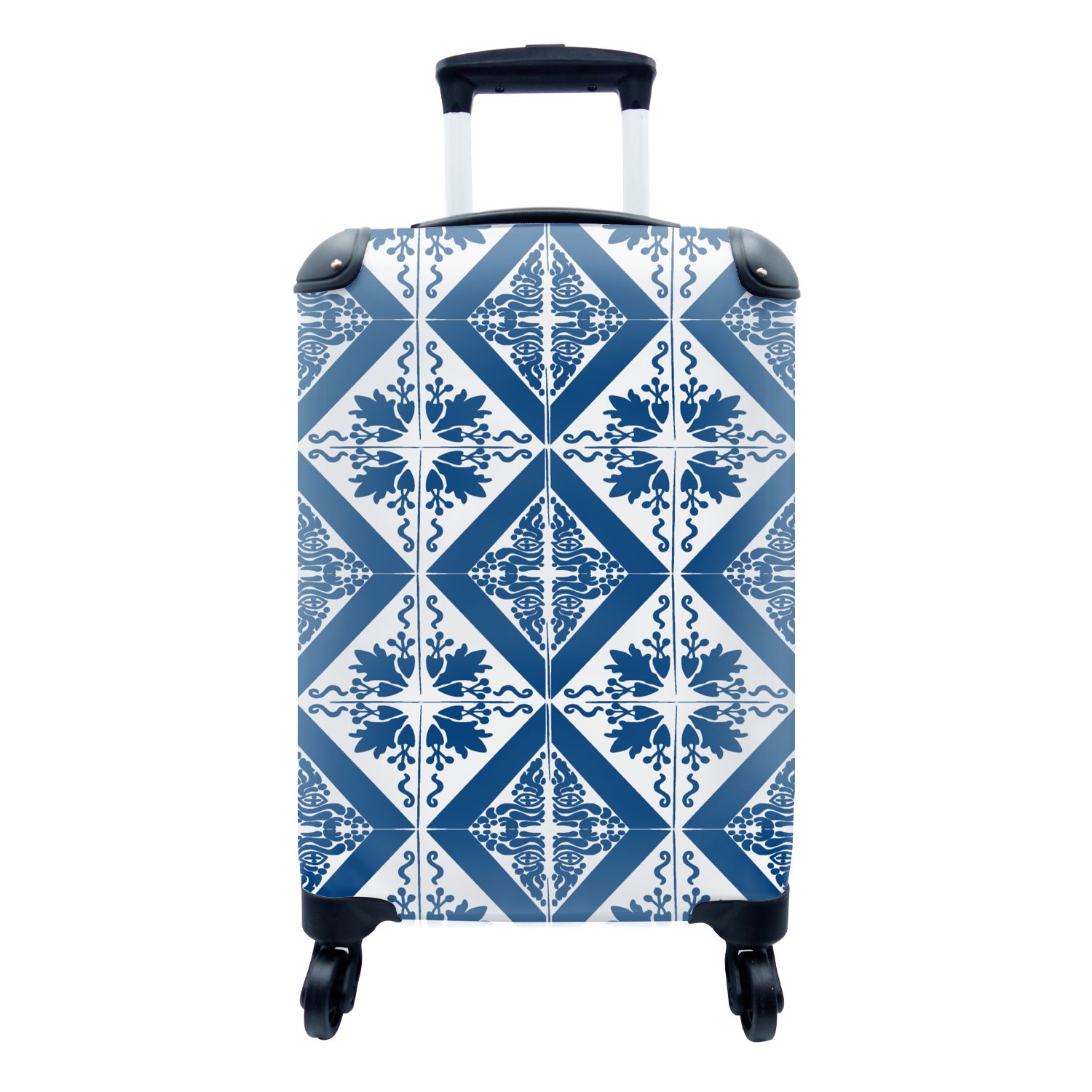 MuchoWow Handgepäckkoffer Fliese - Portugal - Muster, 4 Rollen, Reisetasche mit rollen, Handgepäck für Ferien, Trolley, Reisekoffer