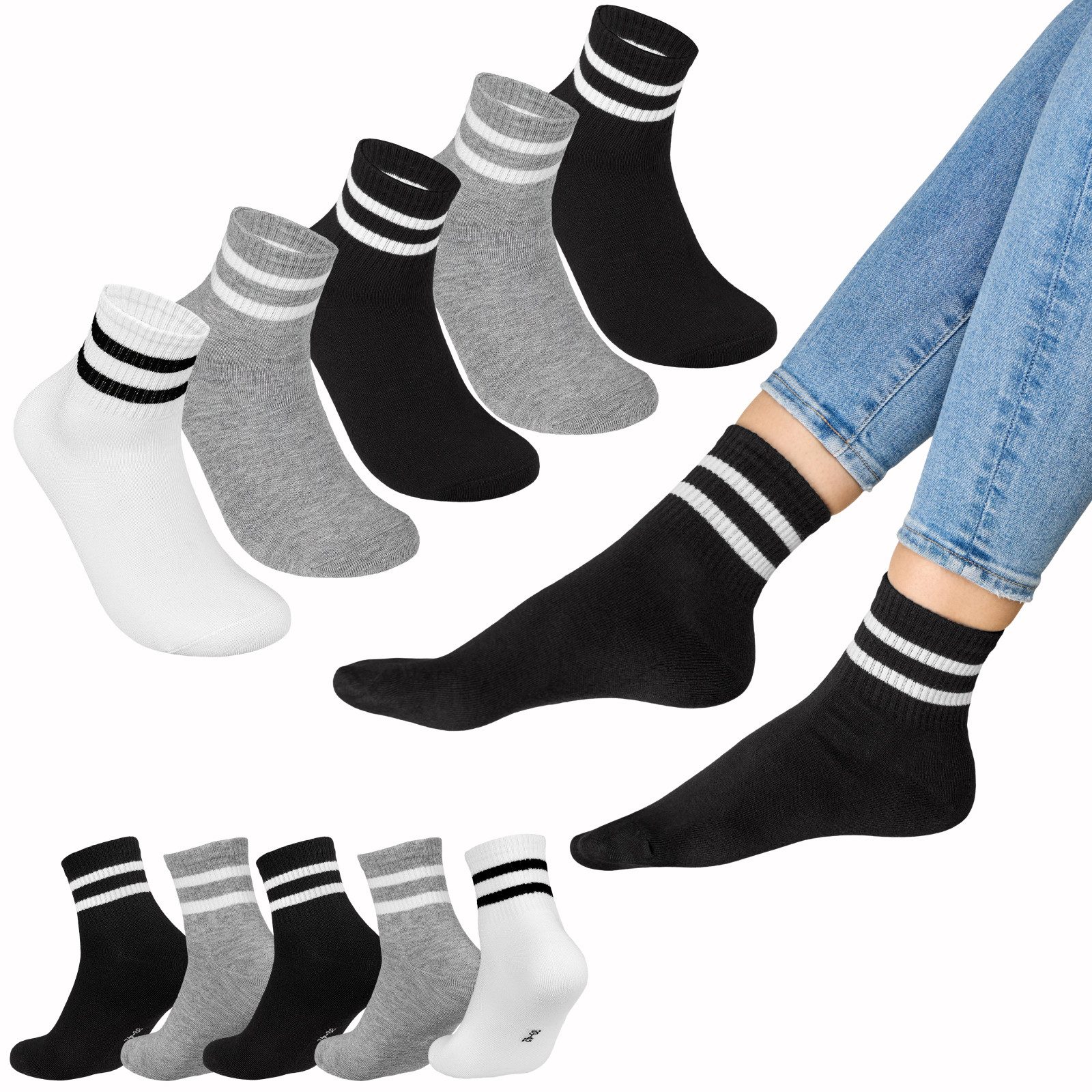 Sportsocken Sport-/Tennissocken Unisex Baumwolle atmungsaktiv 5/10/20/30 Paar