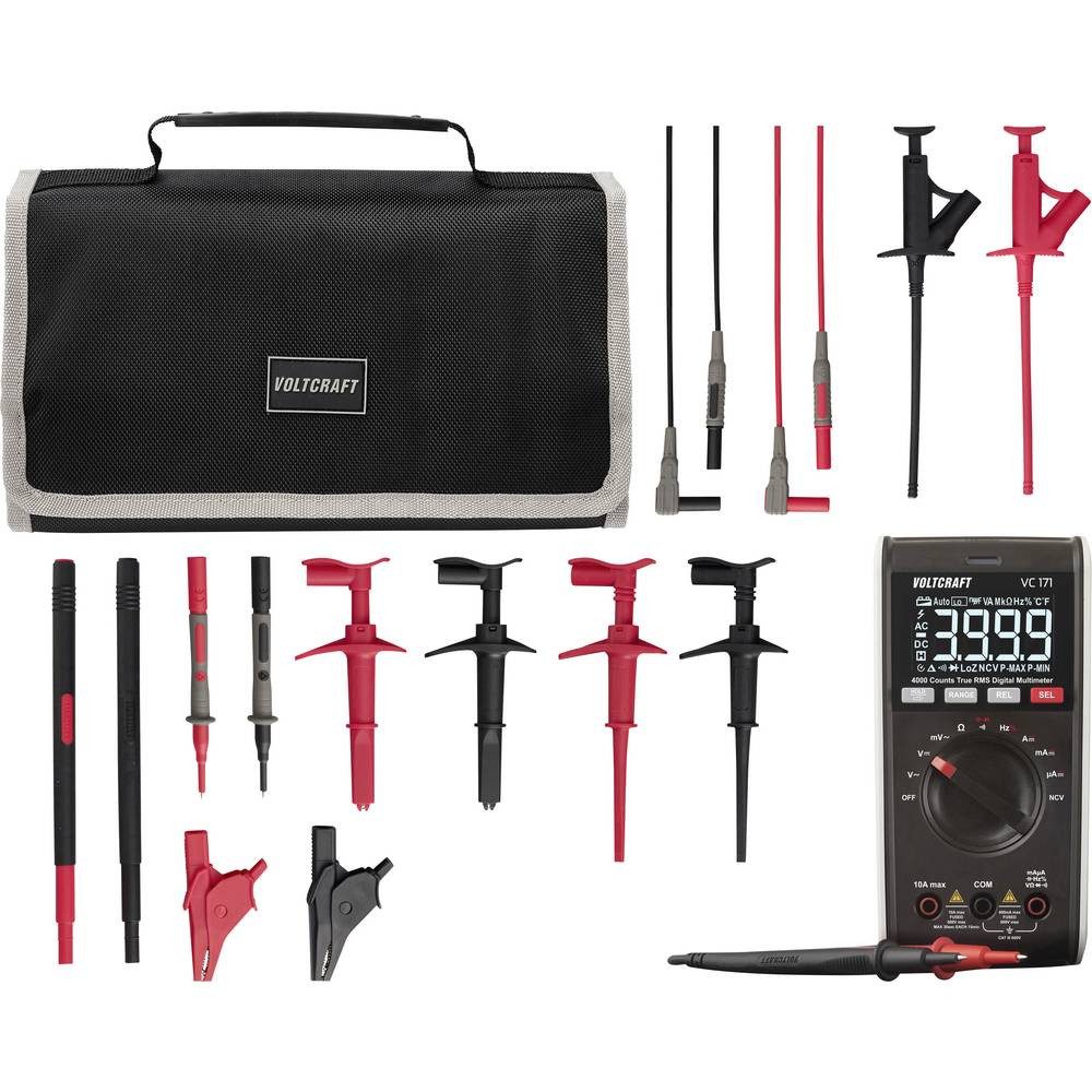 VOLTCRAFT Multimeter VC-171 Multimeter mit MLSet-100 Messleitungen und Tasche