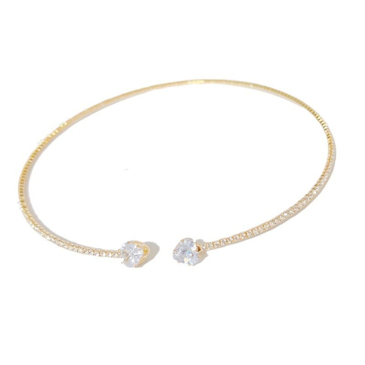 Gold Schmuckset Herzform carefully selected (3-tlg) Zirkonium-Diamant-Halsband in und Damen-Set mit Ohrringen