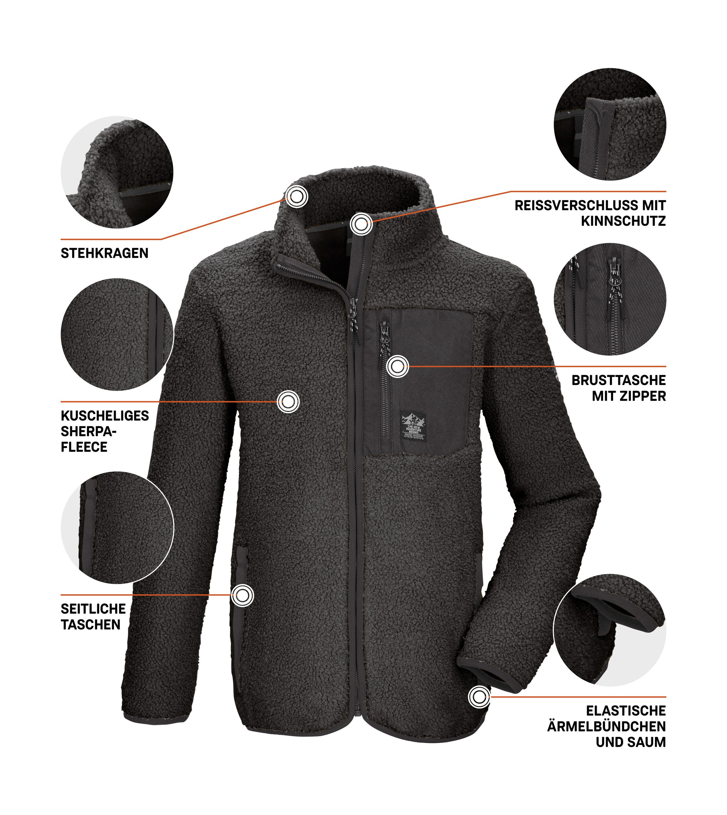 Killtec Fleecejacke KOW 144 BYS FLC JCKT Weiche Sherpa Fleecejacke mit Kinnschutz und Stauraum – Bild 5 von 5