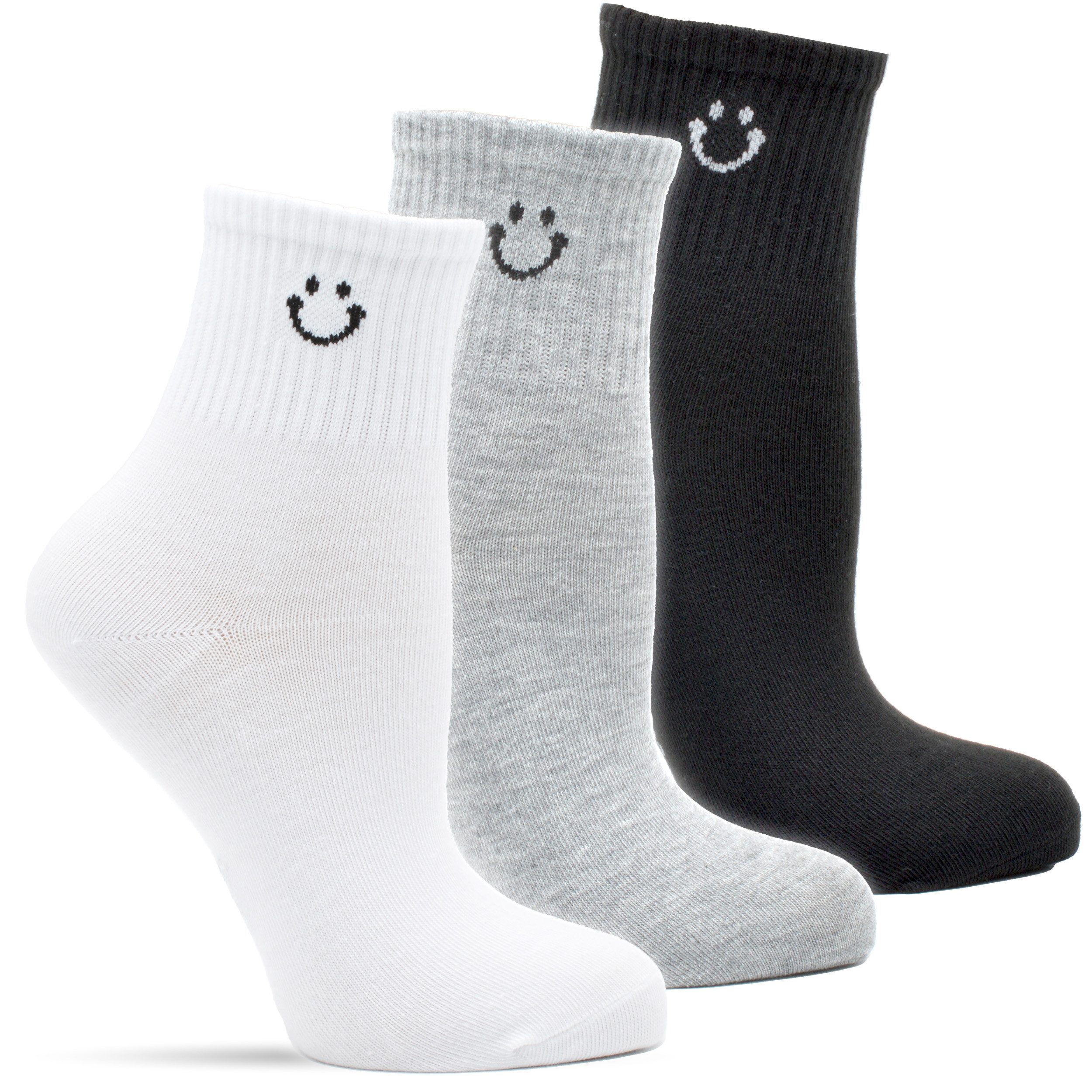 Socked Kurzsocken Quartersocken Herren, Damen (10-Paar) Schwarz / Weiß / Grau, verschiedene Muster