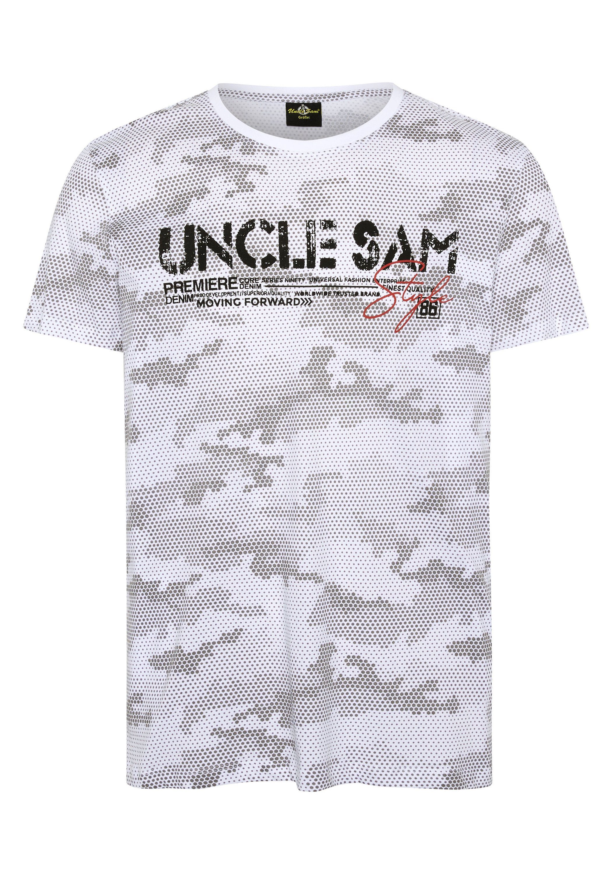 Uncle Sam Print-Shirt in relaxter Passform 1075 White/Medium Grey