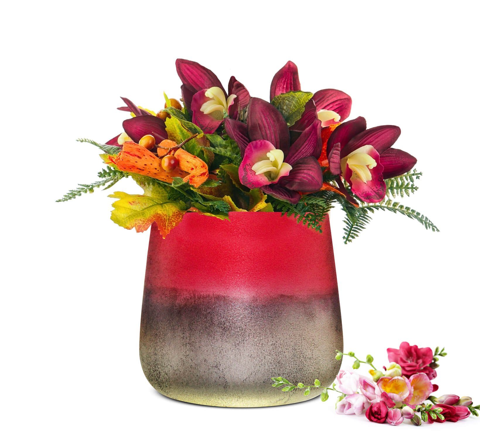 Sendez Blumentopf Blumenvase Barbara Tischvase Glasvase Dekovase Vase Blumentopf Pflanztopf Rot