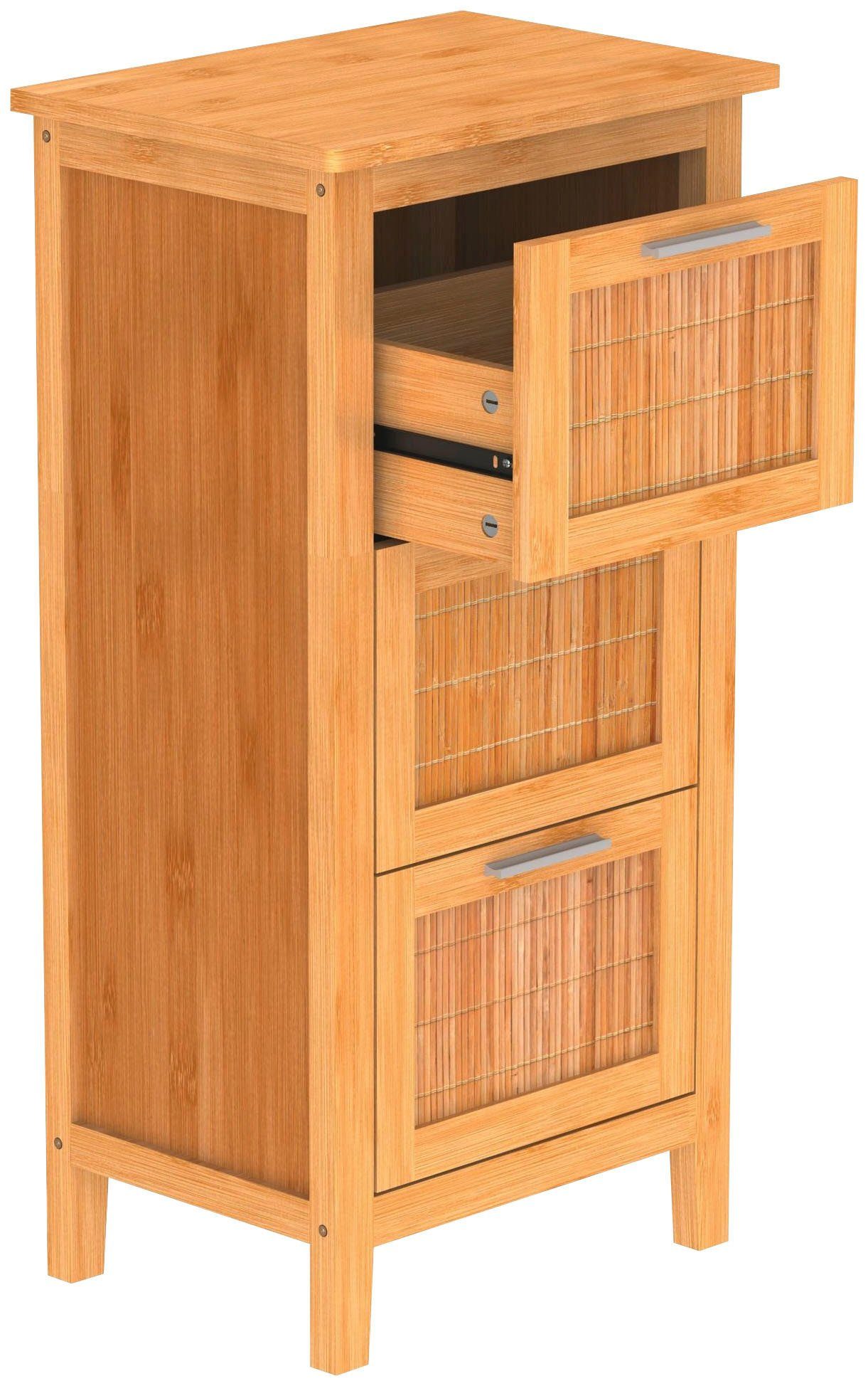 Eisl Unterschrank Bambus Badschrank schmal mit 3 Schubladen – Bild 4 von 5
