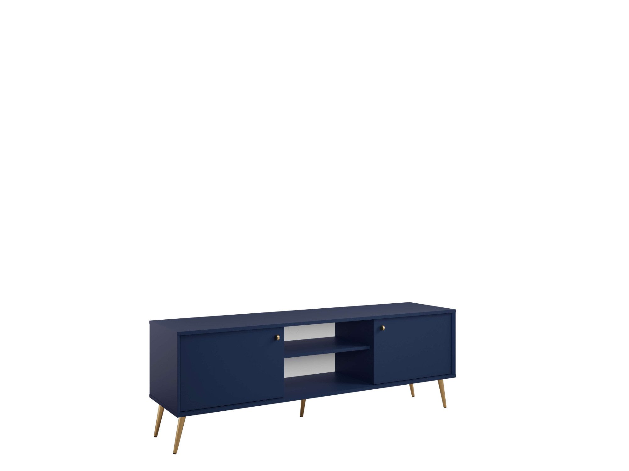 Home affaire Lowboard ROMILDA TV-Schrank mit 2 Türen und einem Fach, B/T/H: 156/40,5/54,8 cm, Dunkelblaue TV-Kommode mit goldenen Akzenten, viel Stauraum