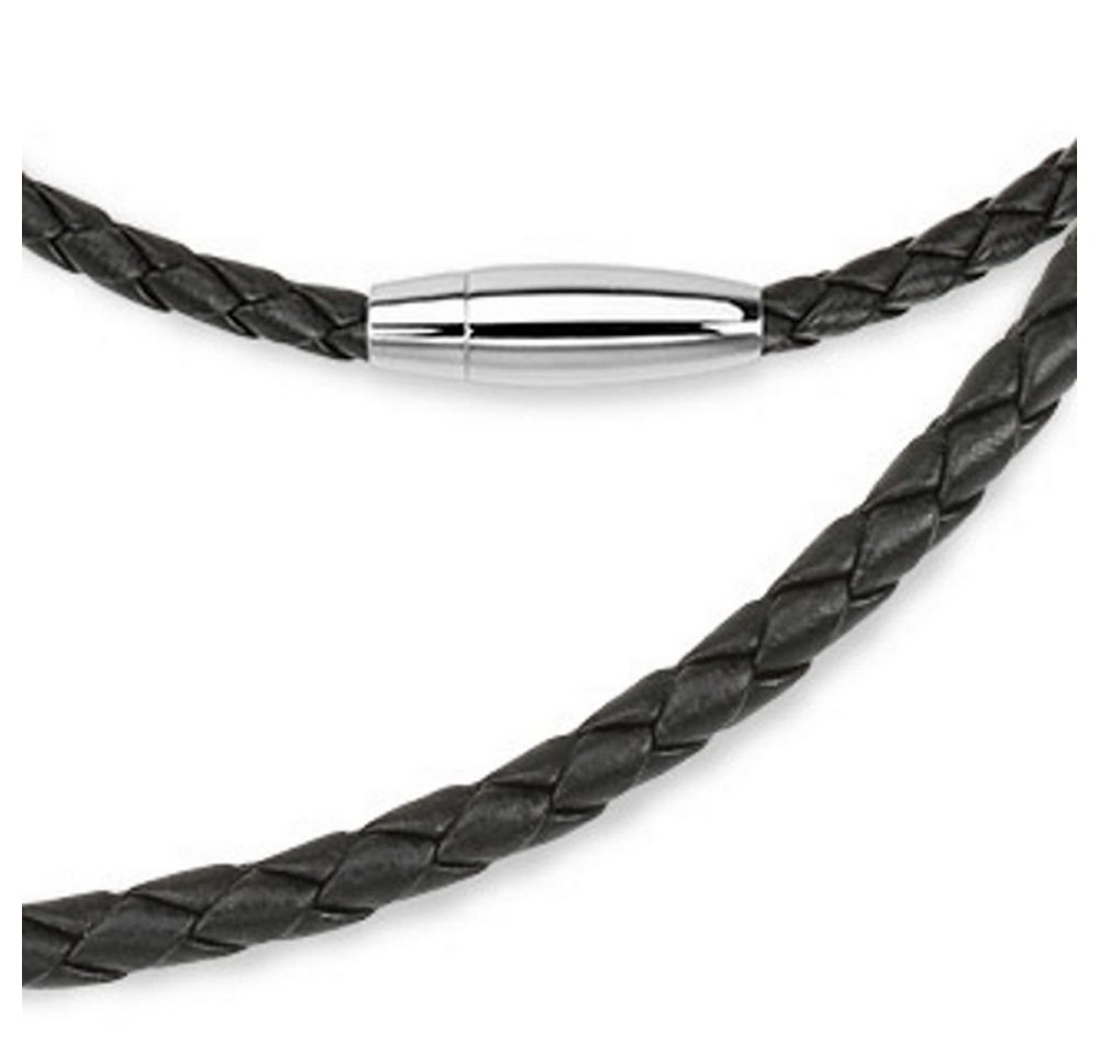 BUNGSA Kette ohne Anhänger Kette gewebt Schwarz aus Leder Unisex (1-tlg), Halskette Necklace