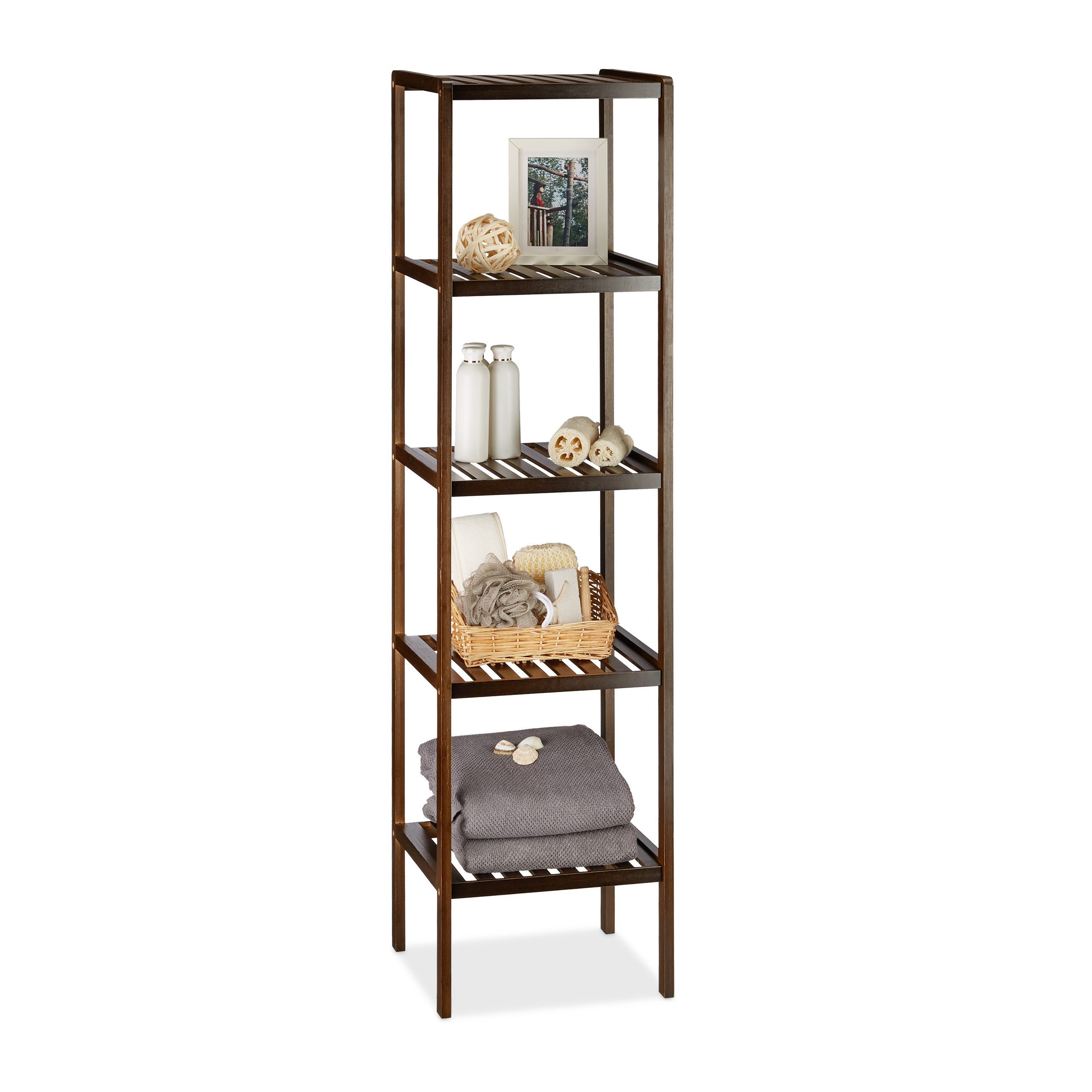 relaxdays Badregal Bambus Badregal dunkelbraun günstig online kaufen